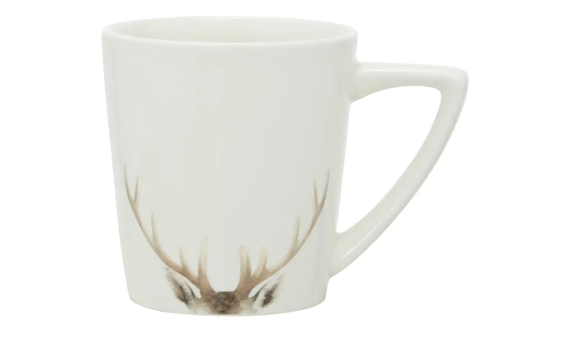 HOME STORY Tasse mit Hirschgeweih ¦ weiß ¦ Porzellan ¦ Maße (cm): H: 12  Ø: günstig online kaufen