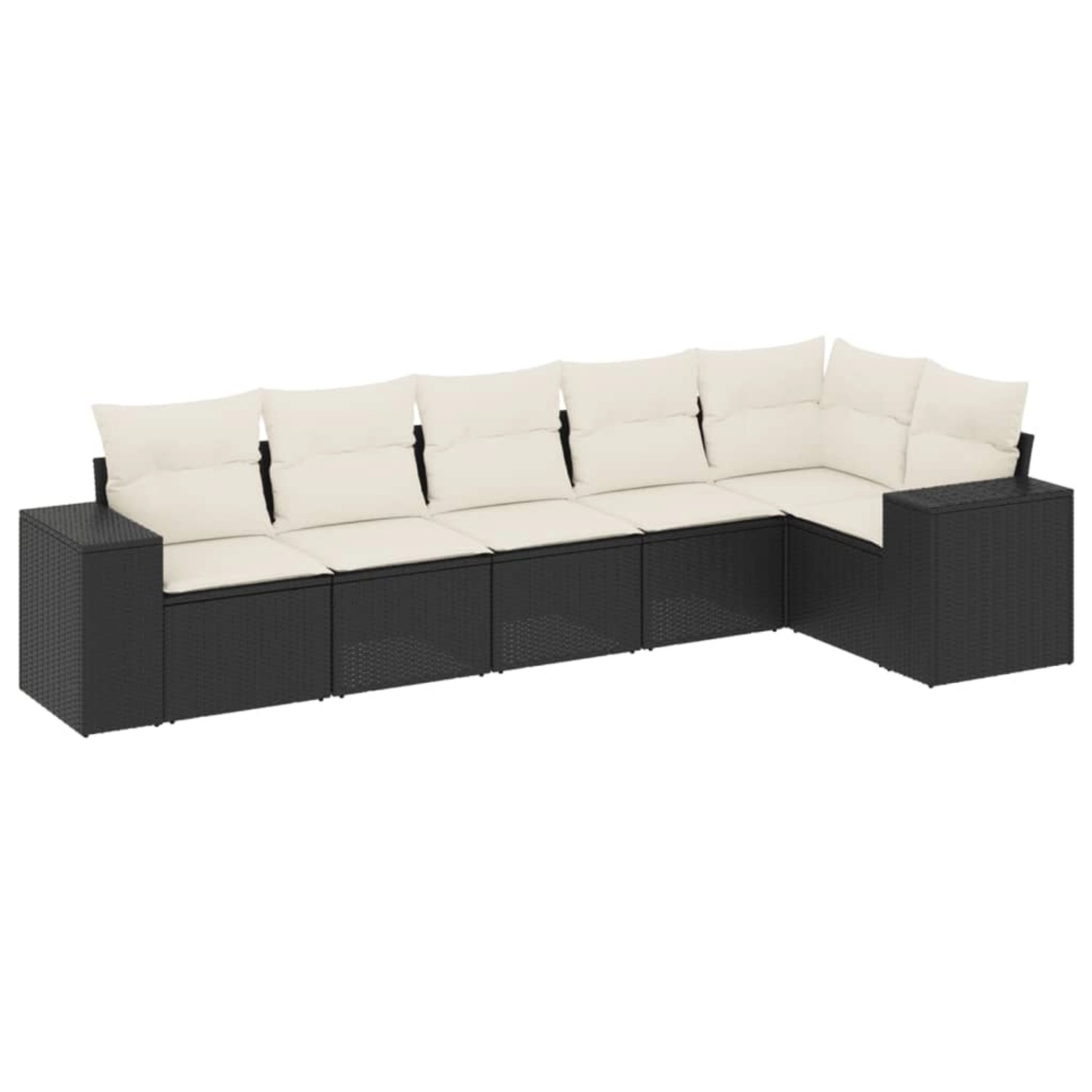 vidaXL 6-Tlg Garten-Sofagarnitur mit Kissen Schwarz Poly Rattan 3254923 günstig online kaufen