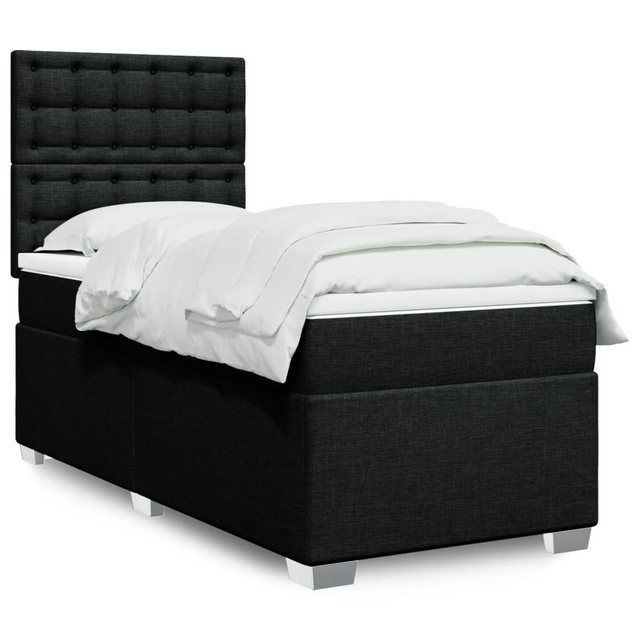 vidaXL Boxspringbett, Boxspringbett mit Matratze Schwarz 100x200 cm Stoff günstig online kaufen