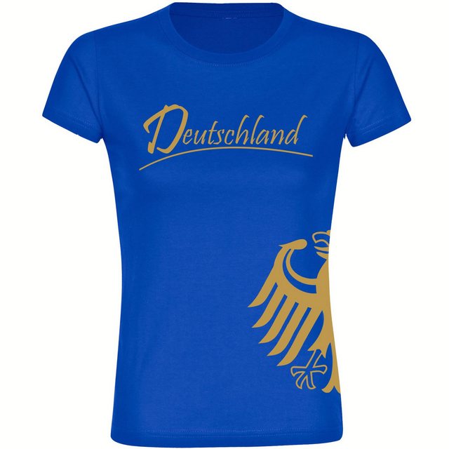 multifanshop T-Shirt Damen Deutschland - Adler seitlich Gold - Frauen günstig online kaufen