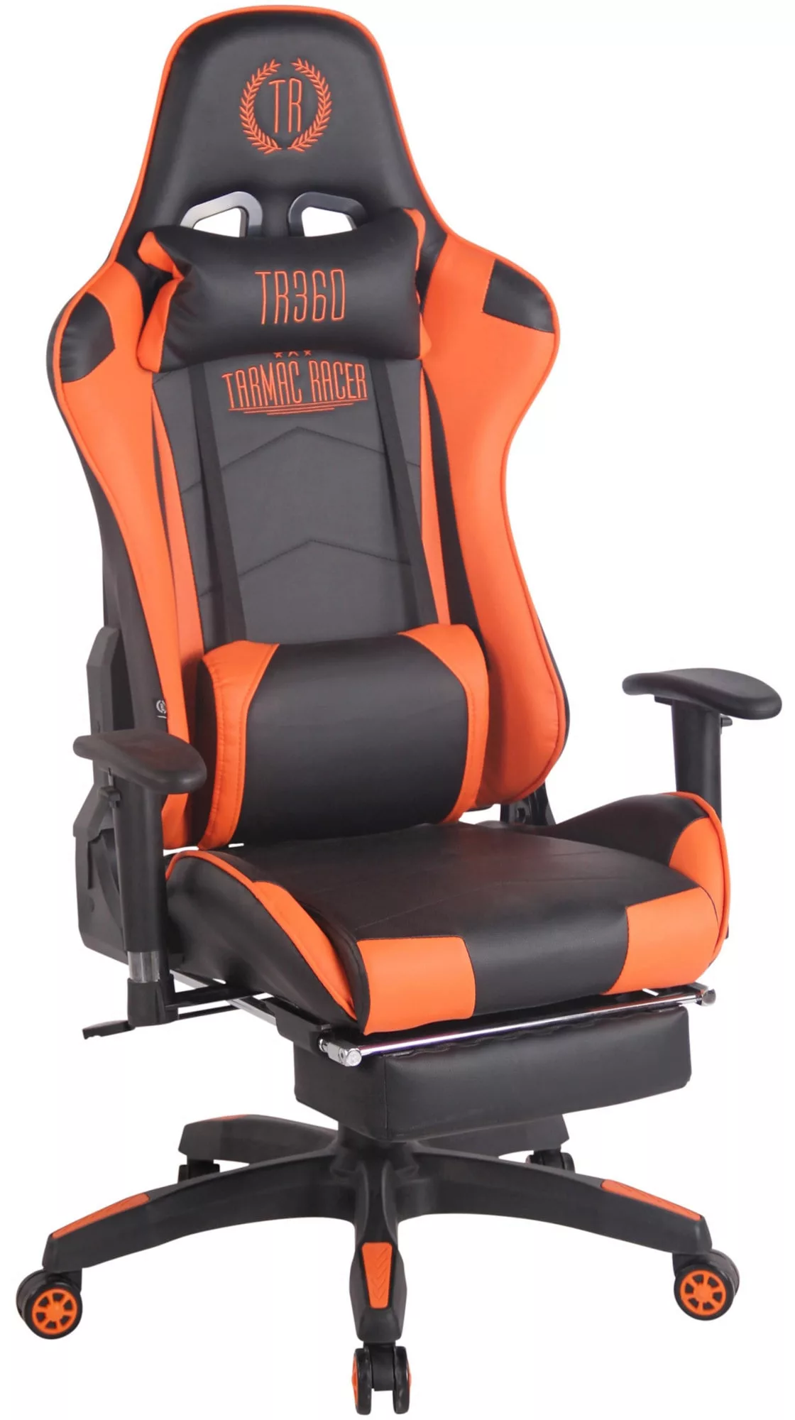 Bürostuhl Turbo XL mit Fußablage-schwarz/orange-Kunstleder günstig online kaufen