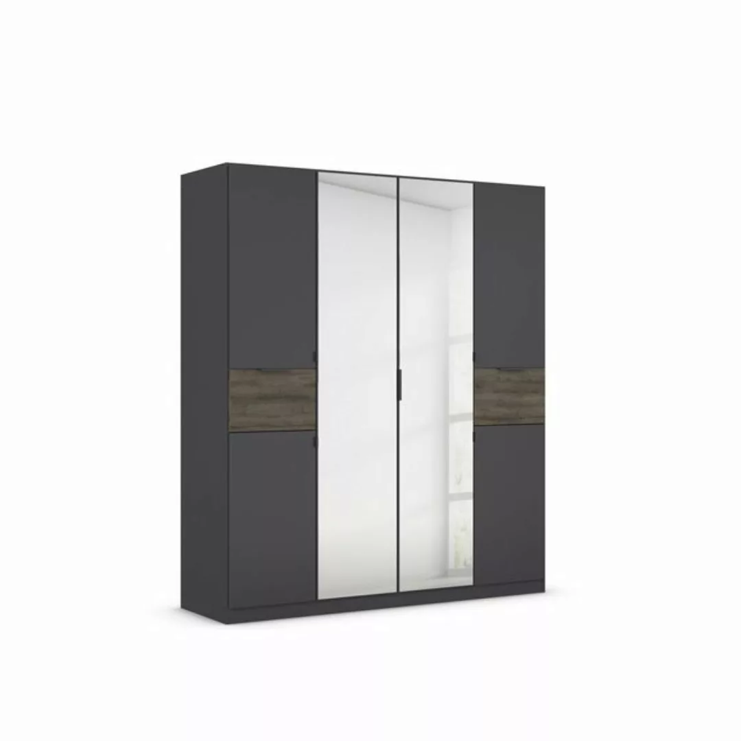 freiraum Drehtürenschrank Ticao grau metallic / Eiche dunkel Dekor / Spiege günstig online kaufen