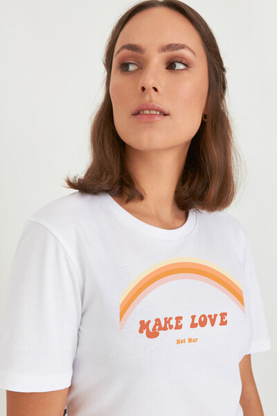 Reine Weiche Bio-baumwolle - Oversize Shirt / Make Love - Not War günstig online kaufen
