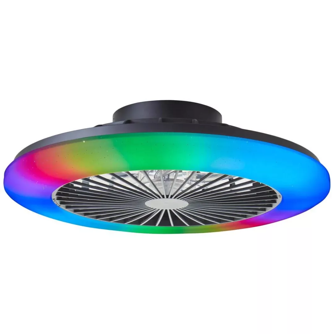 LED Deckenleuchte Salerno in Schwarz 40W 4700lm mit Ventilator günstig online kaufen