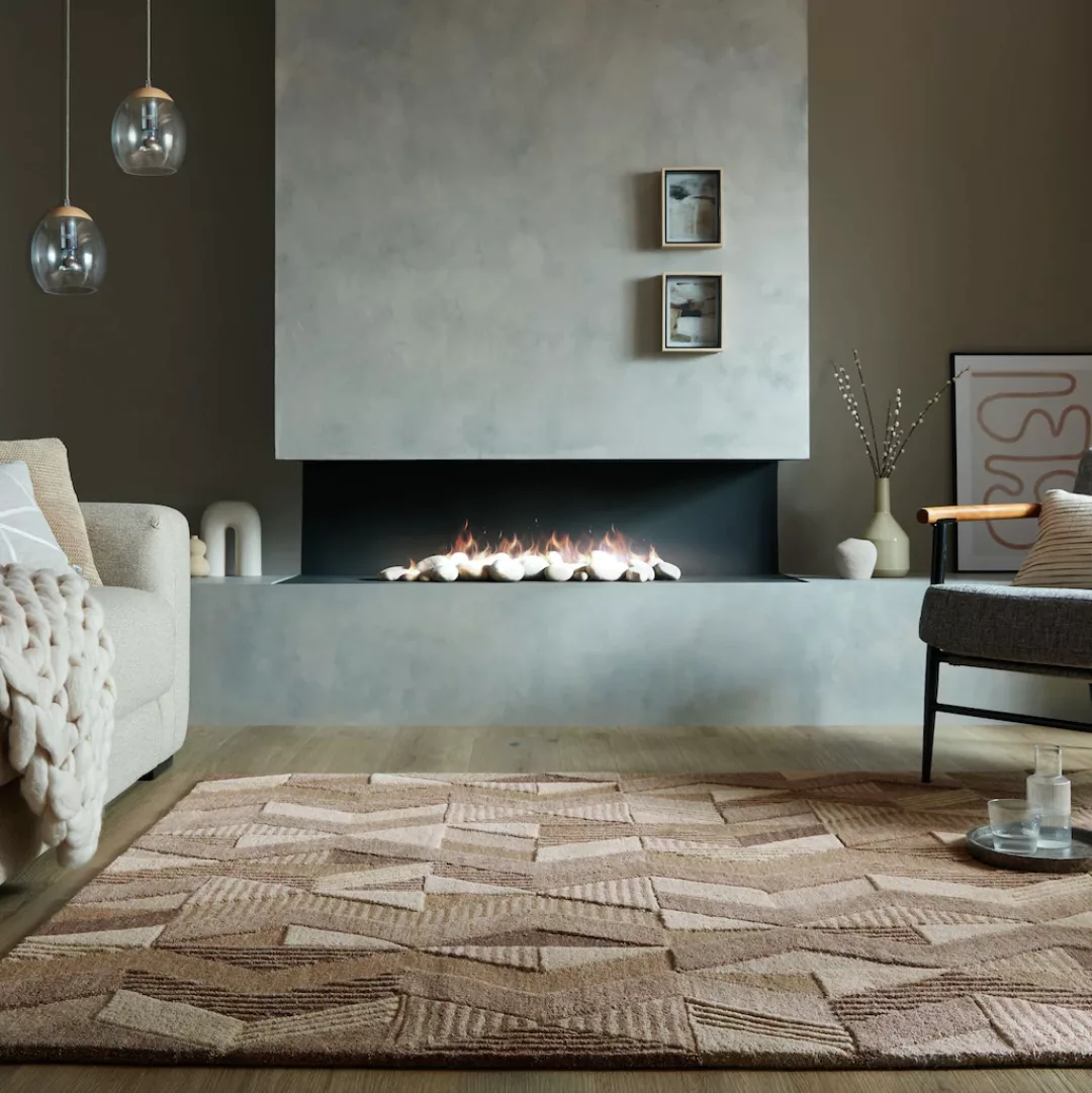 FLAIR RUGS Wollteppich »Asher«, rechteckig, 10 mm Höhe, Geometrischer moder günstig online kaufen