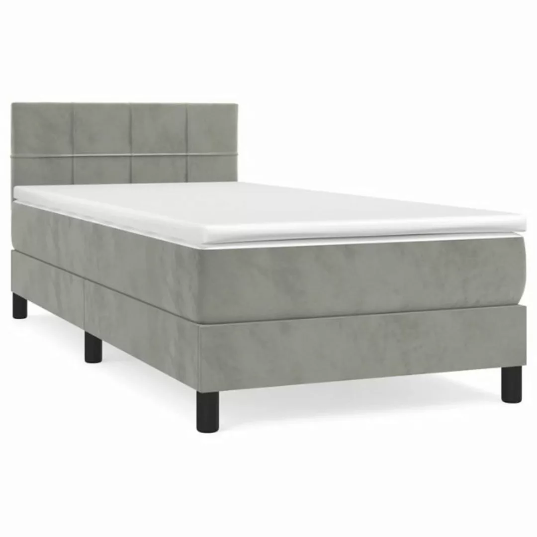 furnicato Bett Boxspringbett mit Matratze Hellgrau 90x190 cm Samt günstig online kaufen