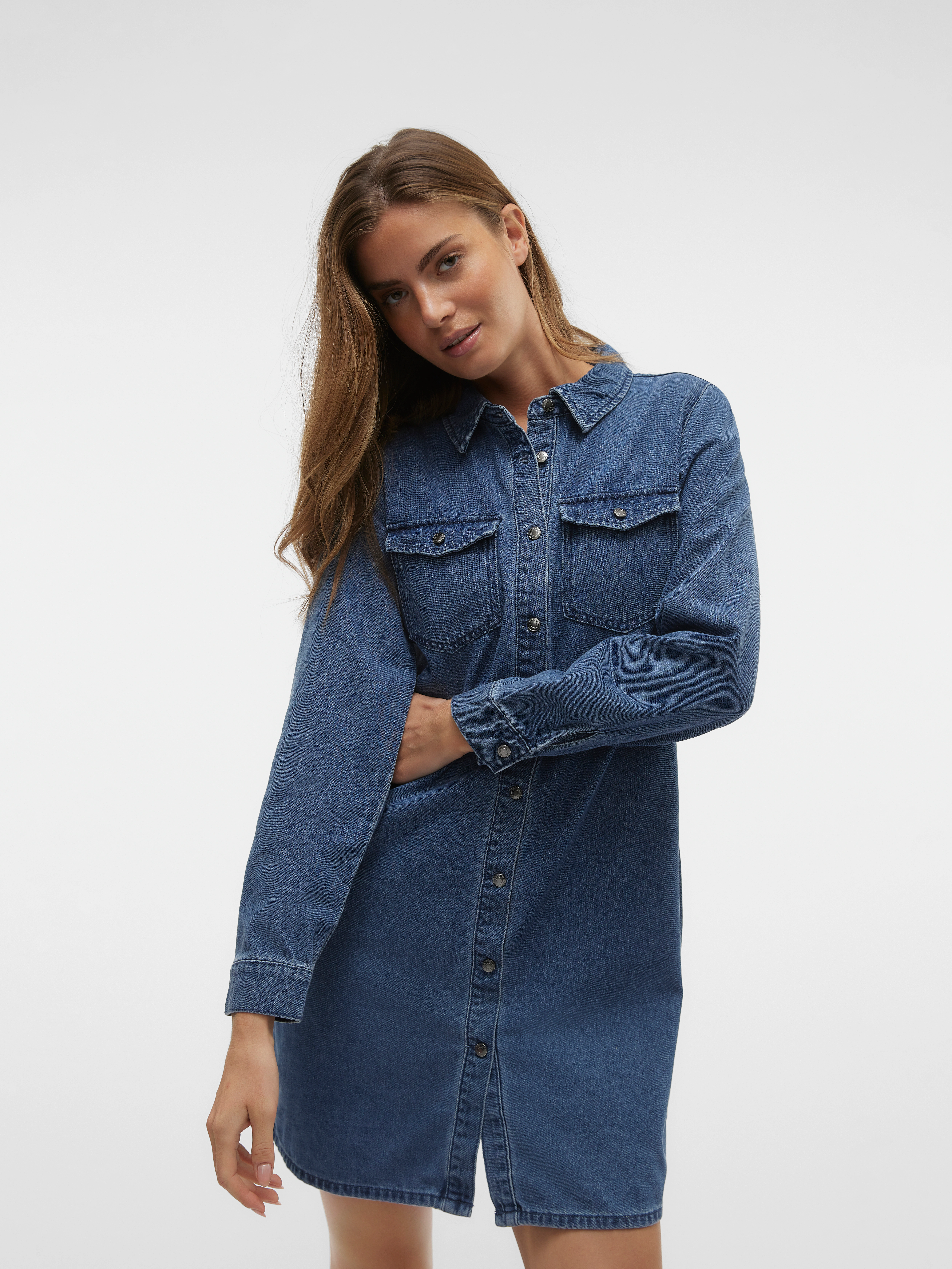 Vero Moda Jeanskleid "VMJENNIE LS SHORT DENIM DRESS GA NOOS" günstig online kaufen