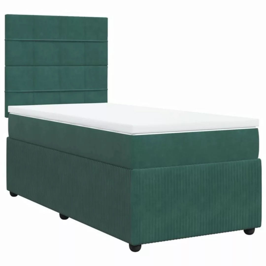 vidaXL Bett Boxspringbett mit Matratze Dunkelgrün 90x190 cm Samt günstig online kaufen