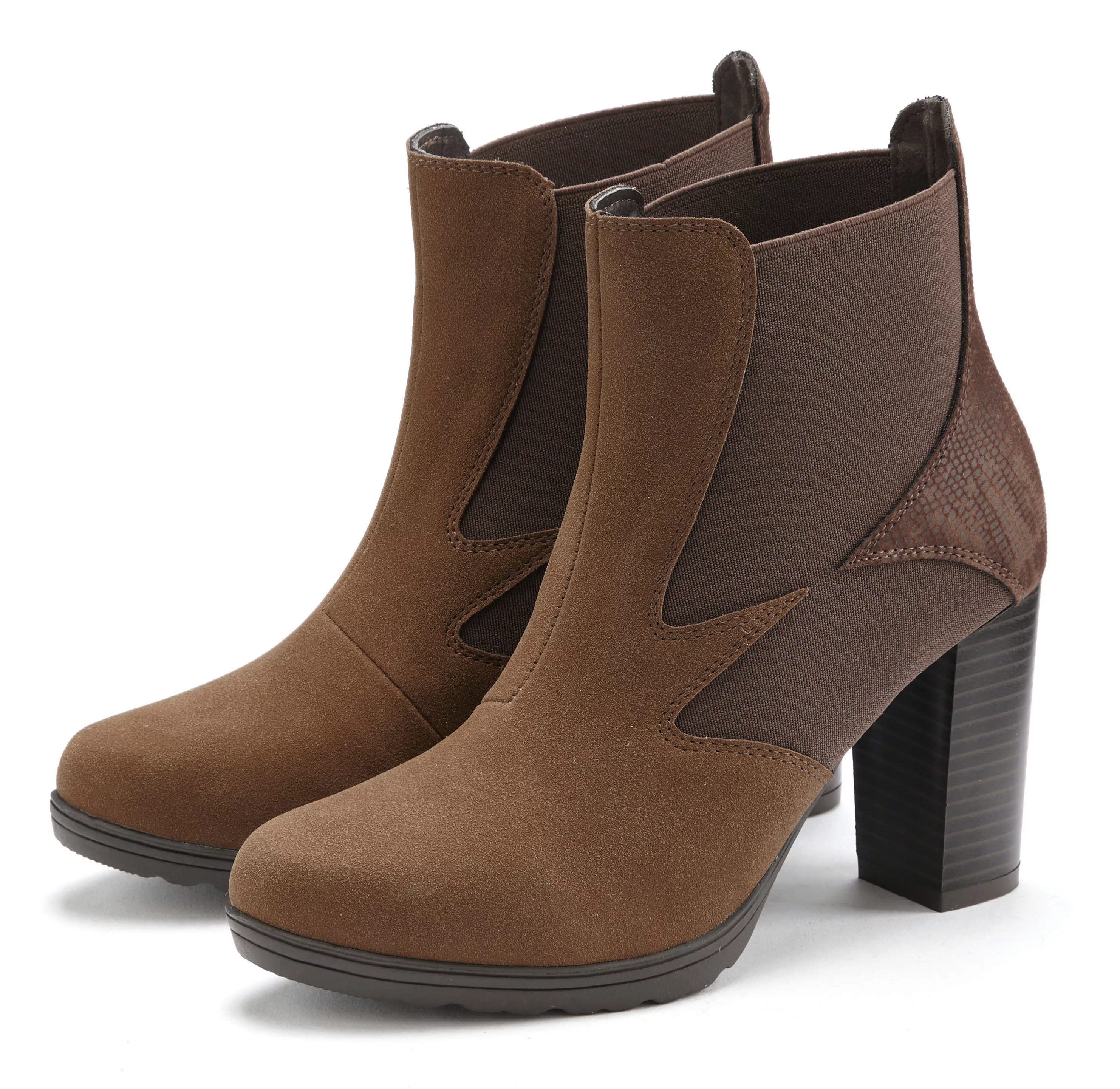 LASCANA Chelseaboots, High-Heel-Stiefelette, Blockabsatz & Stretch-Einsatz günstig online kaufen