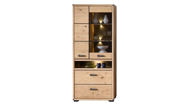 Massivart® Vitrine CATANIA Vitrinenschrank mit Glastür / Massivholz Wildeic günstig online kaufen