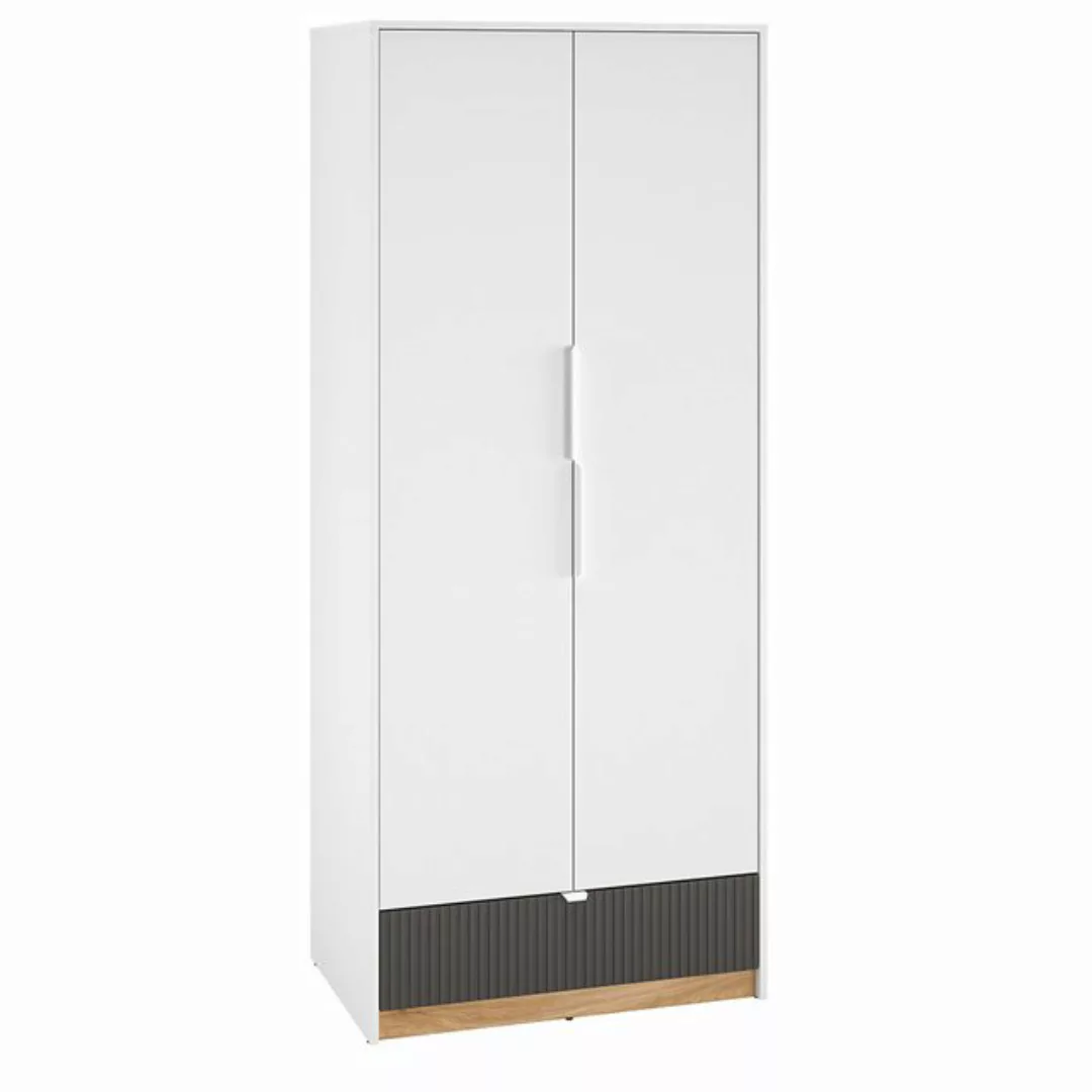 Lomadox Kleiderschrank TIMARU-131 82cm breit, 2-türig, in weiß mit Eiche un günstig online kaufen