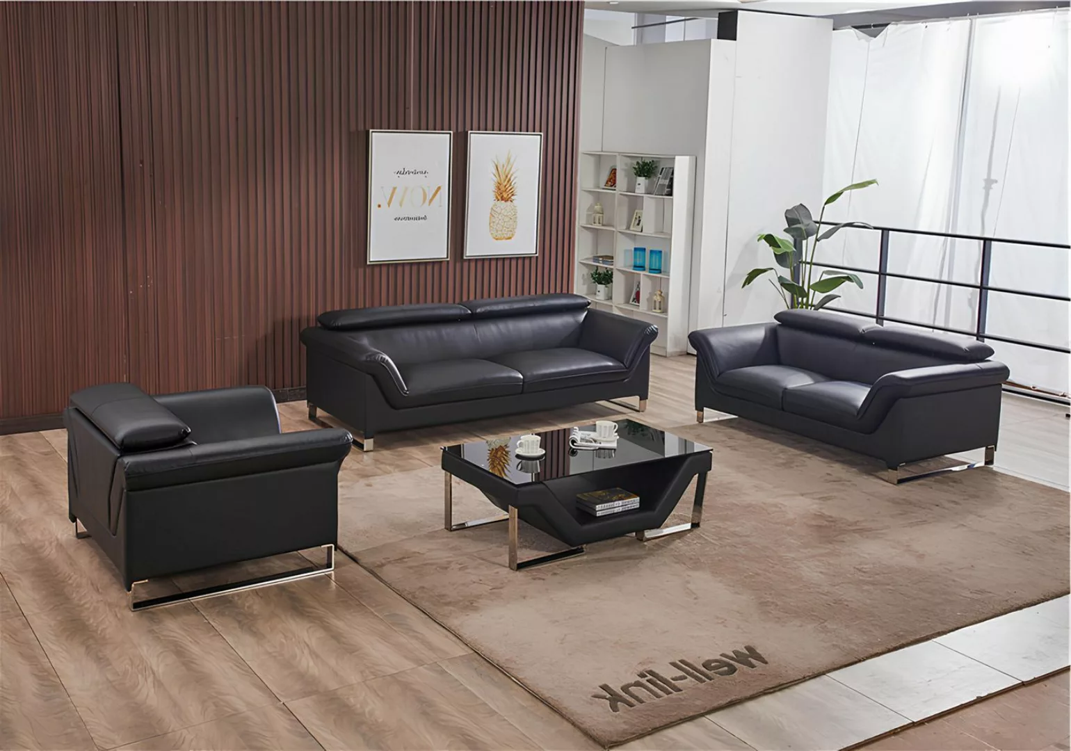 Xlmoebel Sofa Sofa-Set aus Leder mit 3-Sitzer-Sofa, Polstern und Design-Cou günstig online kaufen