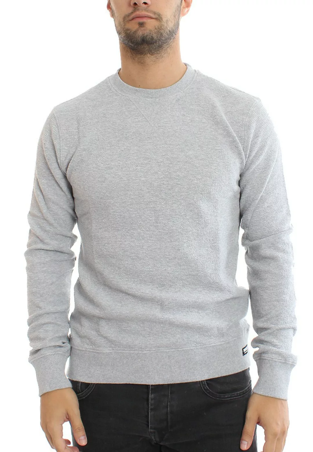 Superdry Pullover Men TAILORMAN CREW Grey Marl Rib günstig online kaufen