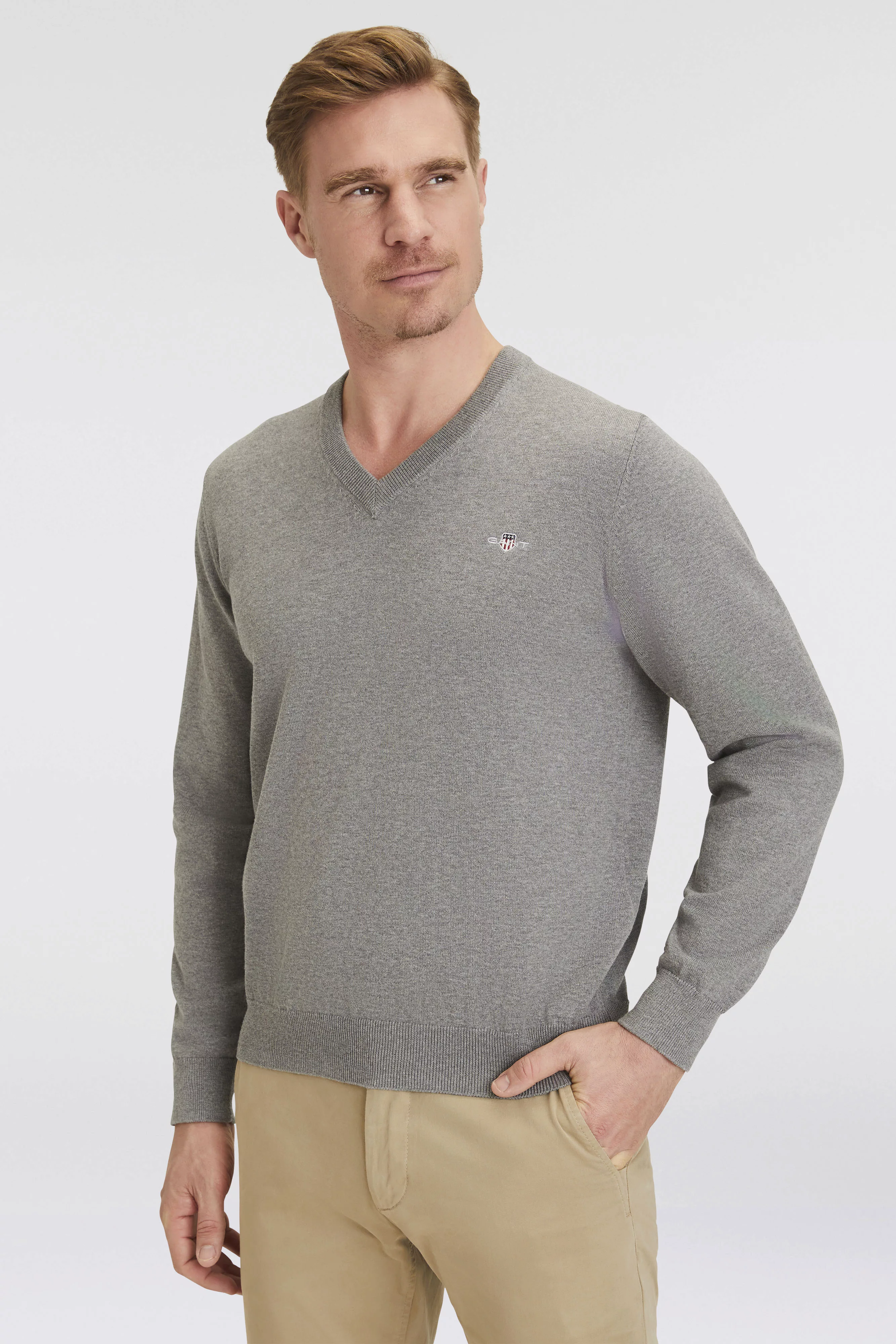 Gant V-Ausschnitt-Pullover "Classic Cotton V-Neck", Premium Strickjersey au günstig online kaufen