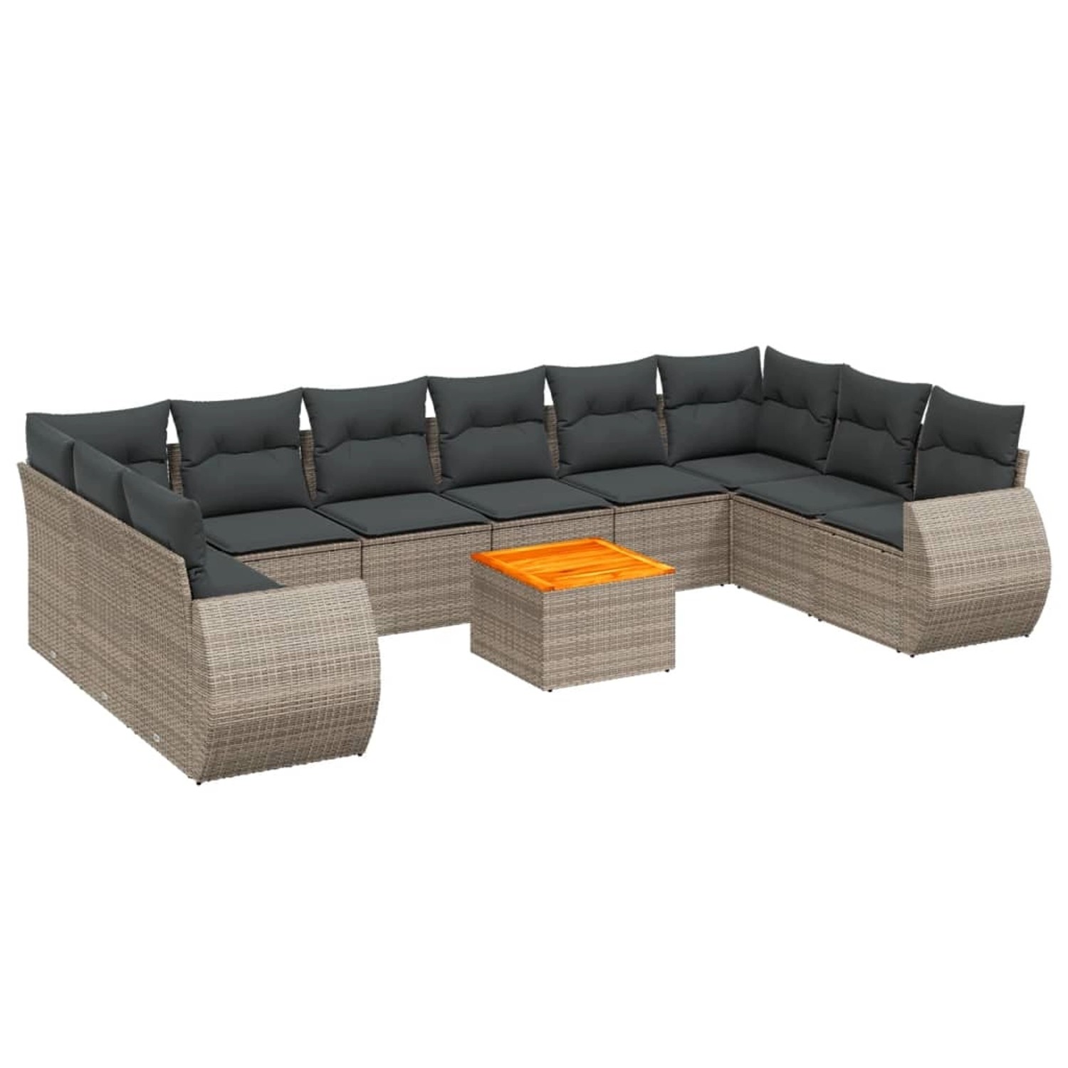 vidaXL 11-Tlg Garten-Sofagarnitur mit Kissen Grau Poly Rattan 3225178 günstig online kaufen