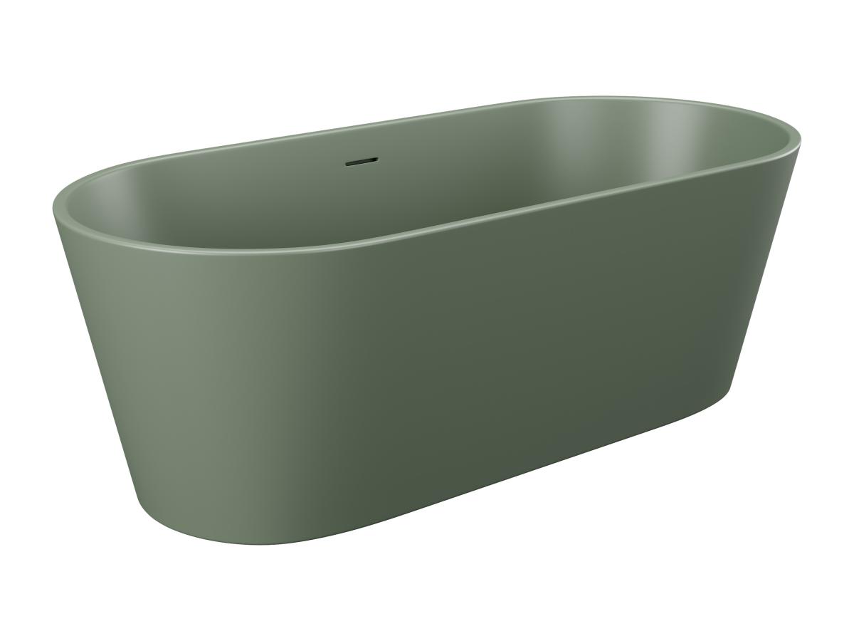 Freistehende Badewanne oval - 255 L - 159 x 74 x 56 cm - Acryl - Khaki matt günstig online kaufen