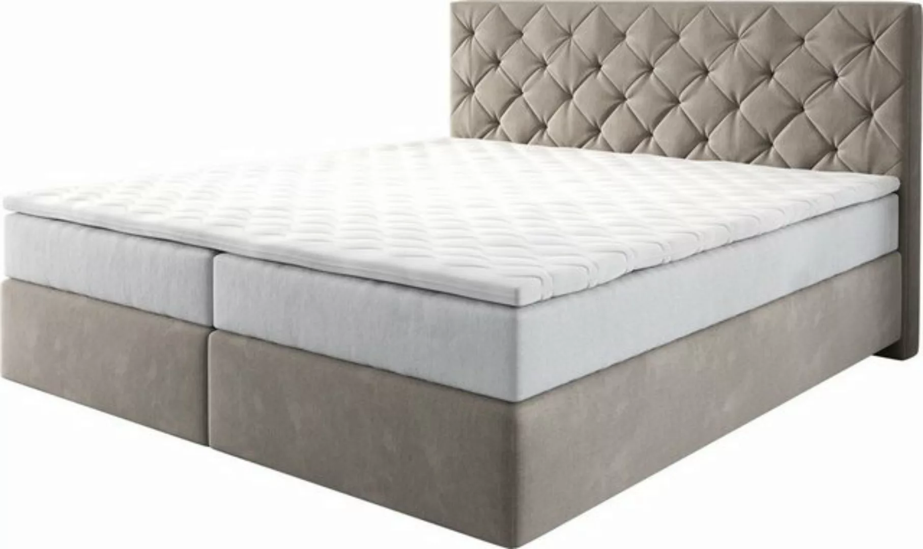 DELIFE Boxspringbett Dream-Great, Mikrofaser Beige 180x200 cm mit TFK Matra günstig online kaufen