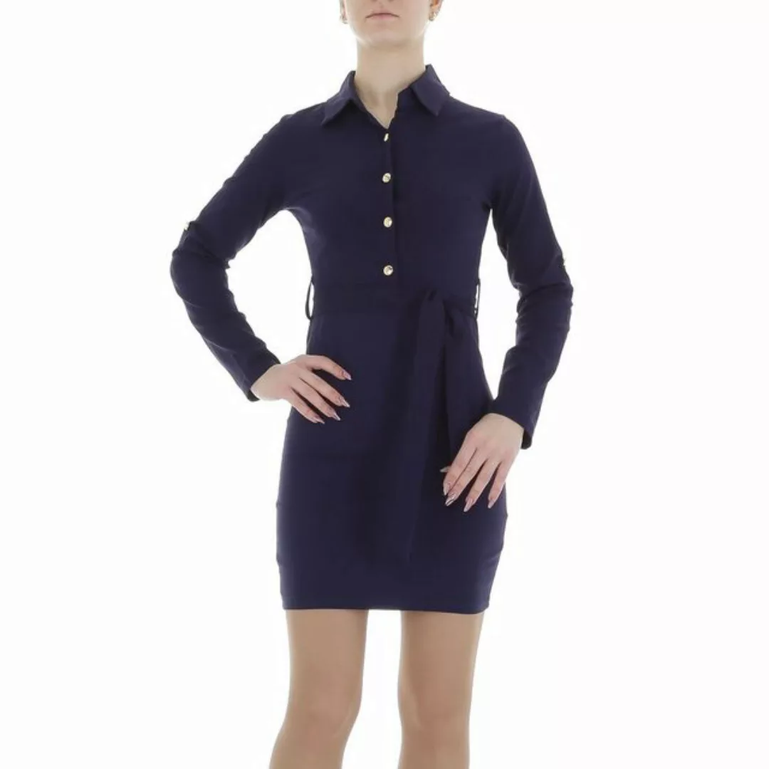 Ital-Design Minikleid Damen Freizeit Stretch Blusenkleid in Dunkelblau günstig online kaufen