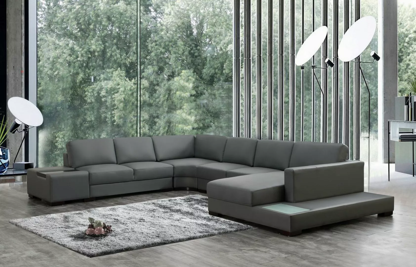 JVmoebel Ecksofa Grau Ecksofa U-Form Luxus Stil Modern Wohnzimmer Sofa SOFO günstig online kaufen