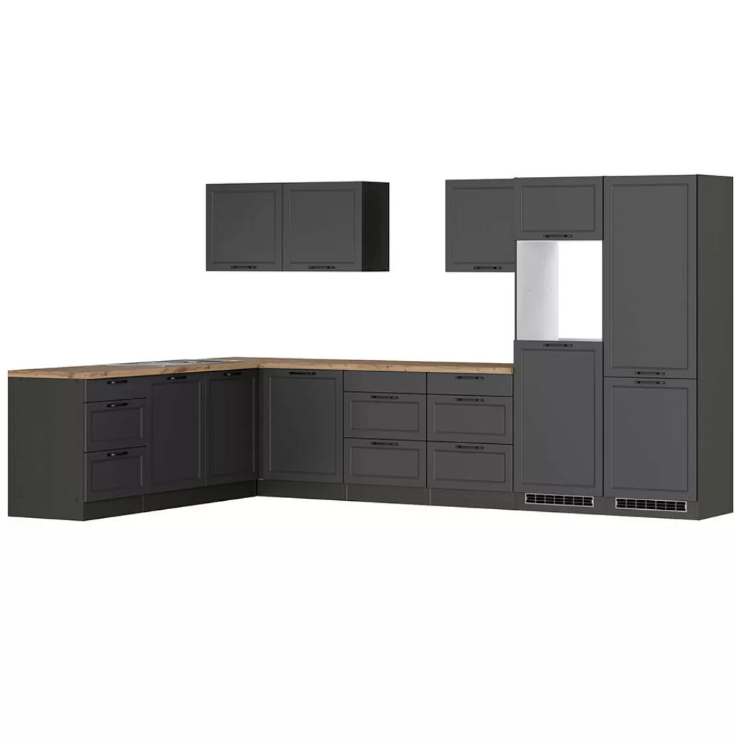 Winkelküche 360/240 cm in grau, Arbeitsplatte in Eiche, MONTERREY-03 günstig online kaufen