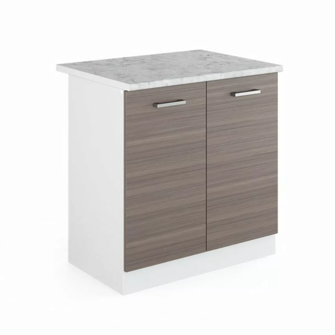 Vicco Spülenunterschrank R-Line, Grau/Weiß, 80 cm, AP Marmor günstig online kaufen