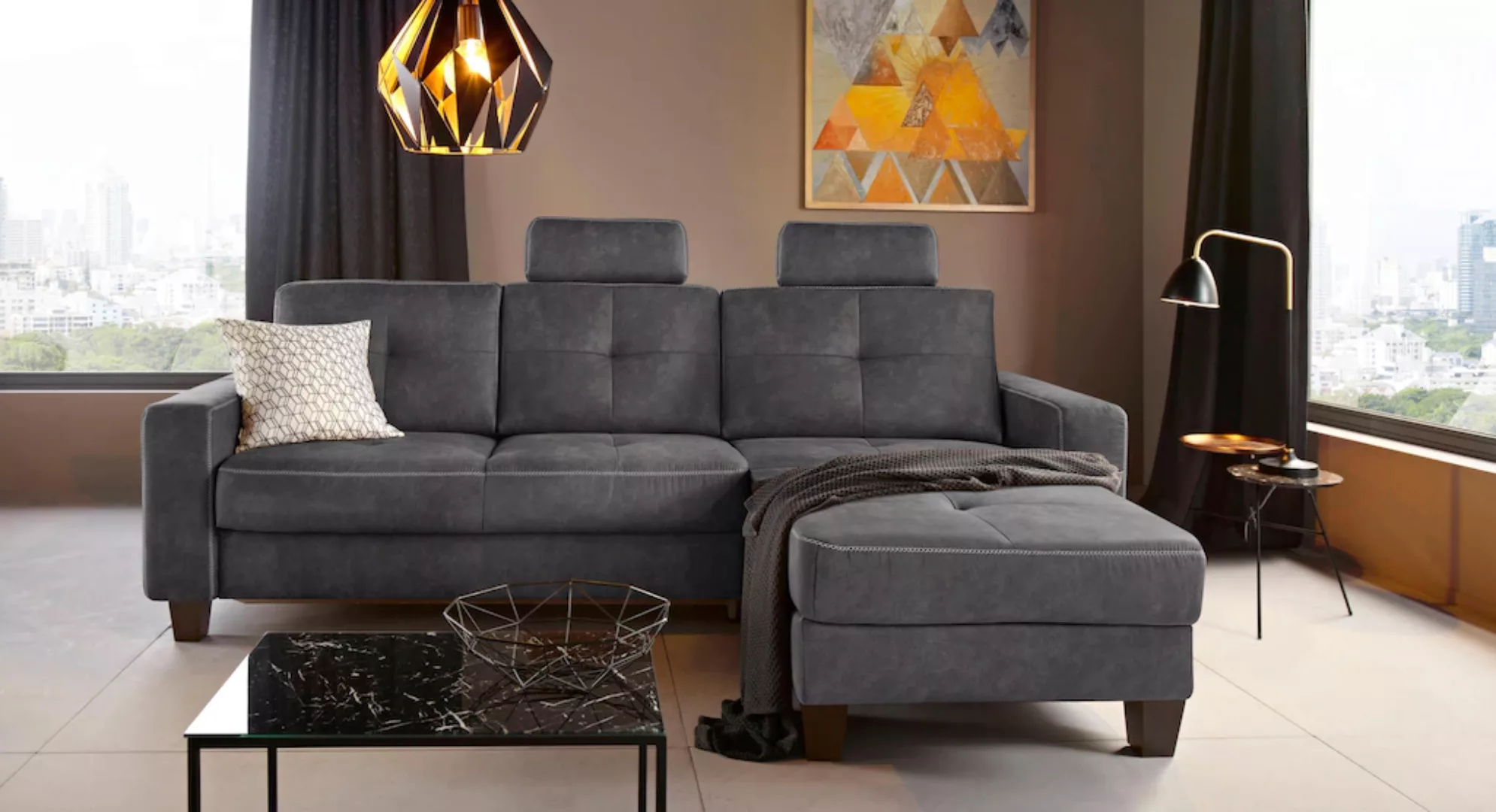 Places of Style Ecksofa "Varese L-Form", Kreuznaht in beige günstig online kaufen