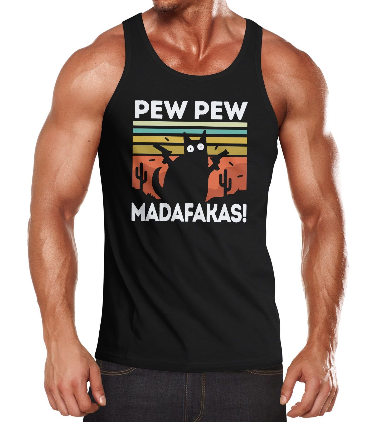 MoonWorks Tanktop Herren Tanktop Pew Pew günstig online kaufen