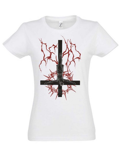 Urban Backwoods Print-Shirt Inverted Jesus Cross Damen T-Shirt Umgedrehtes günstig online kaufen