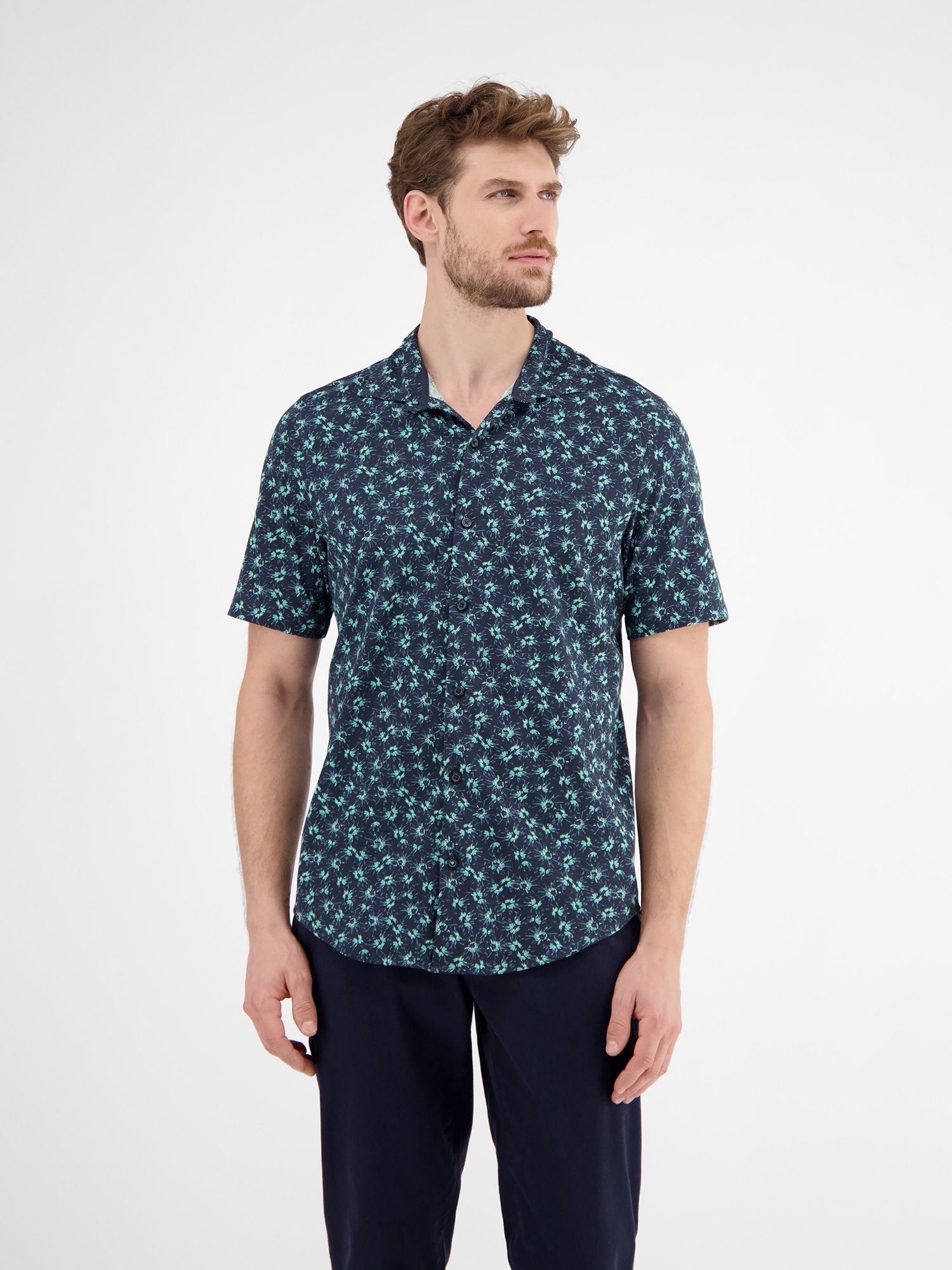 LERROS Kurzarmhemd "LERROS Herren Jerseyhemd, floral gemustert" günstig online kaufen