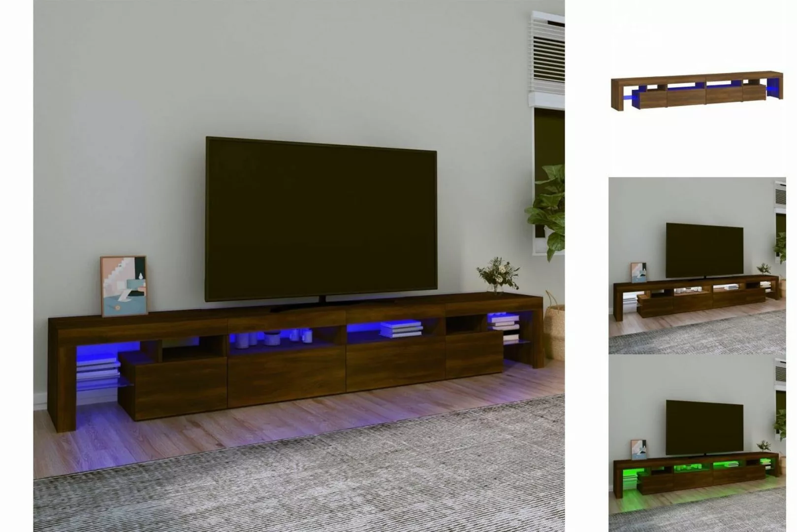 vidaXL TV-Schrank TV-Schrank mit LED-Leuchten Braun Eichen-Optik 280x36,5x4 günstig online kaufen