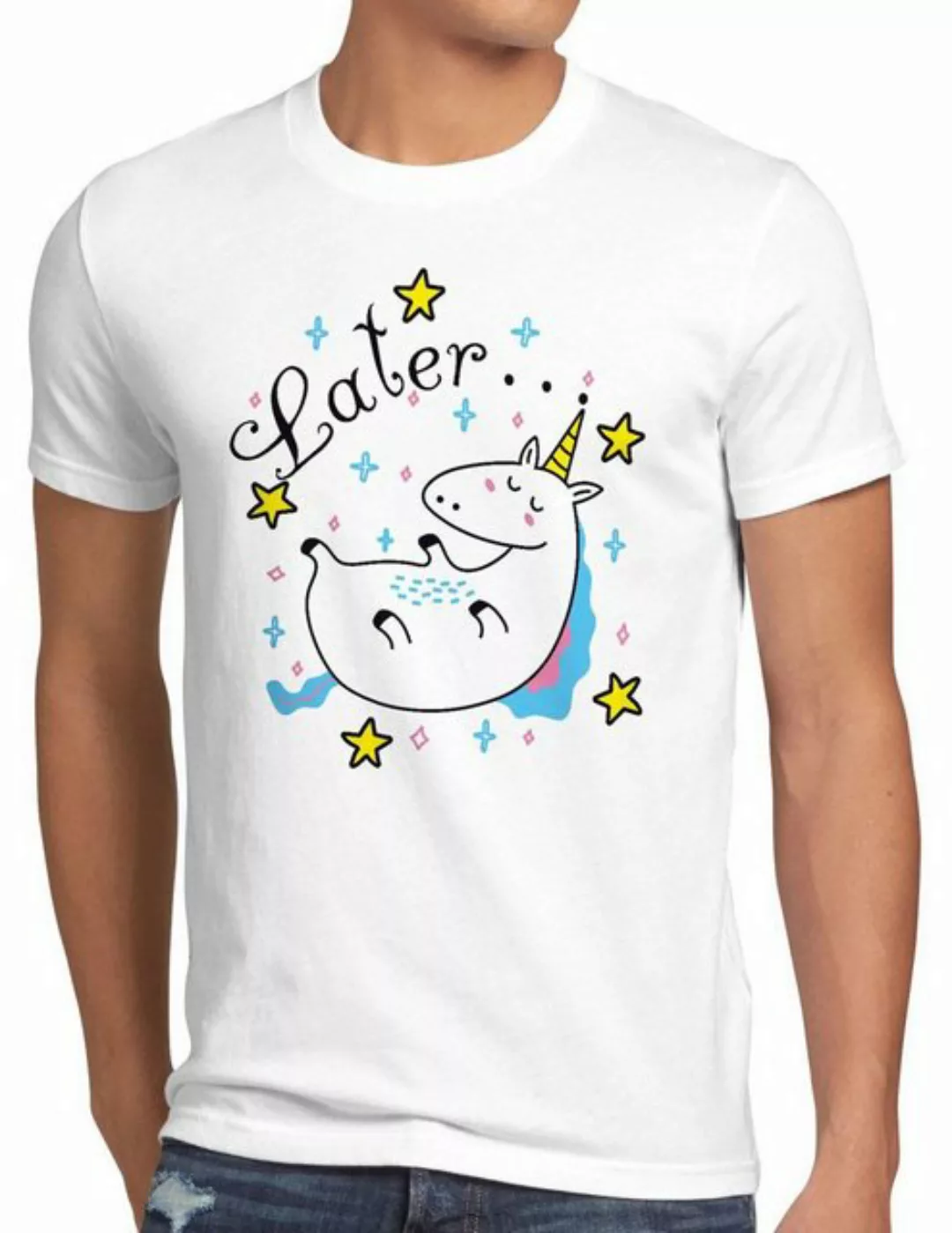 style3 T-Shirt Later Sleepy Unicorn Einhorn pferd fun funshirt do it später günstig online kaufen