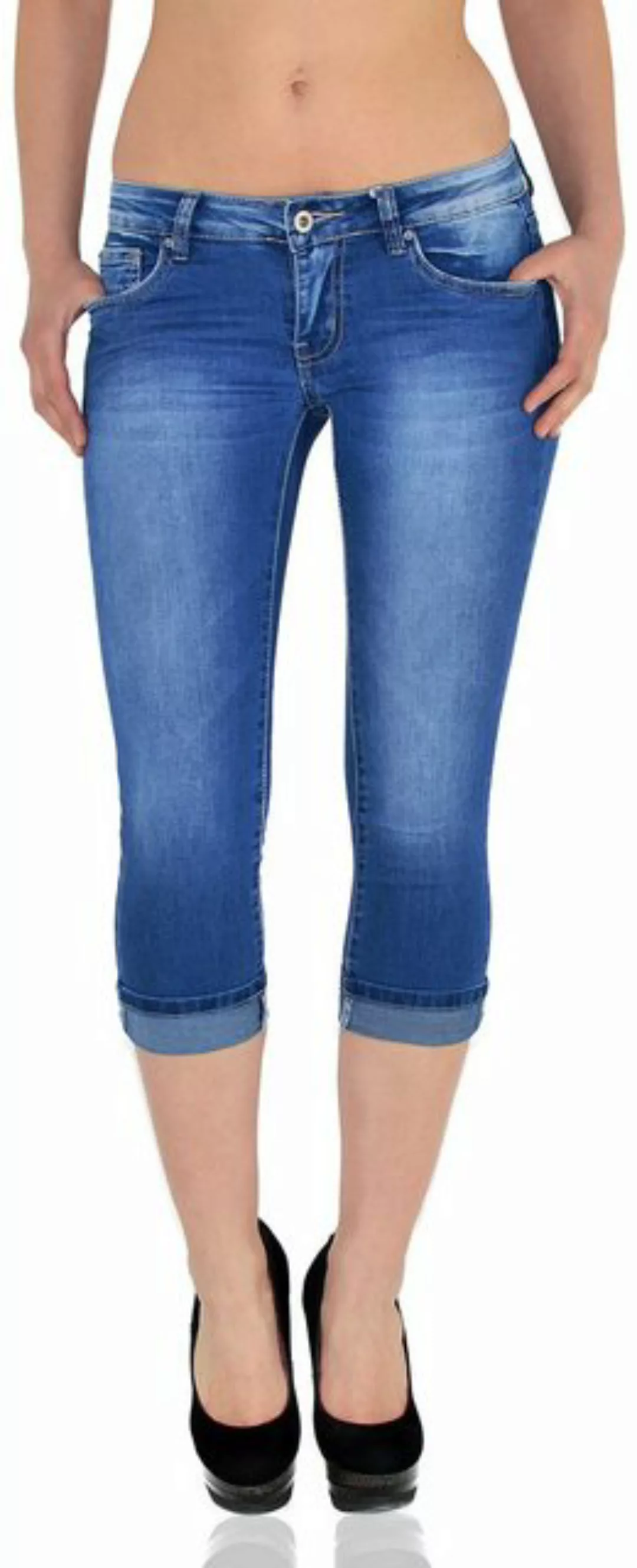 ESRA Caprijeans Damen 3/4 Jeans Hüftjeans niedrige Leibhöhe Damen 3/4 Hose günstig online kaufen