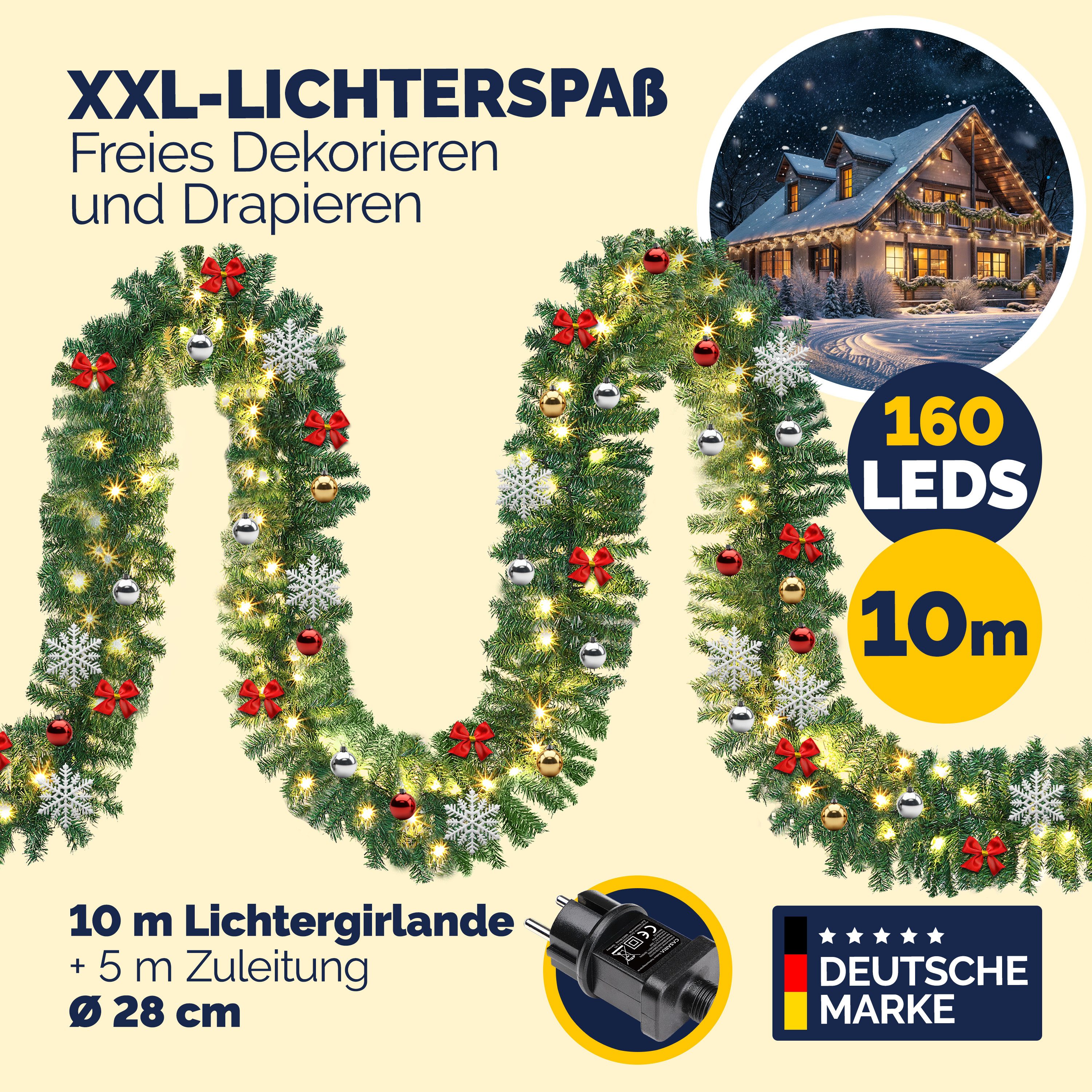 Kunstgirlande, Casaria, Höhe 28 cm, Weihnachtsgirlande günstig online kaufen