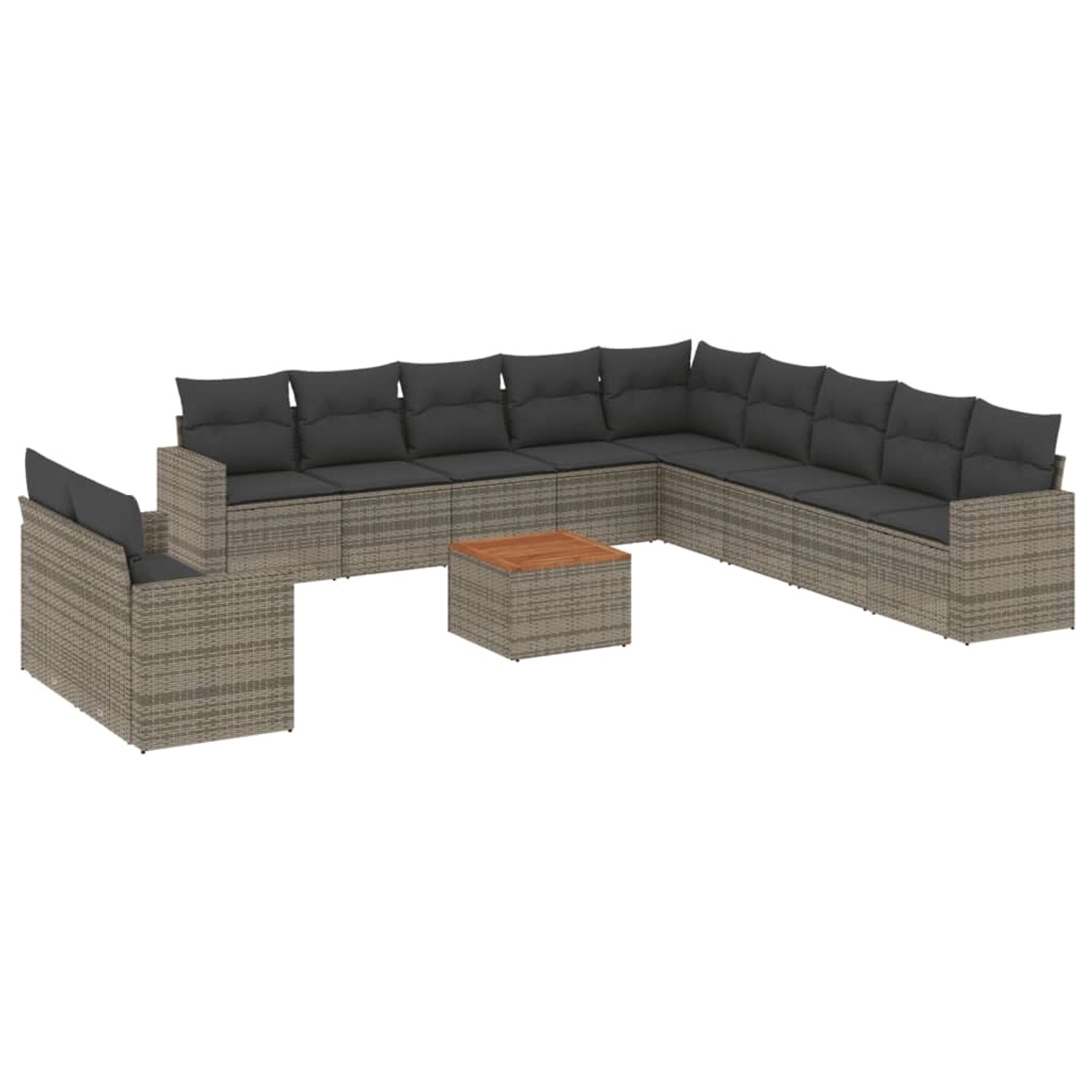 vidaXL 12-Tlg Garten-Sofagarnitur mit Kissen Grau Poly Rattan 3224205 günstig online kaufen