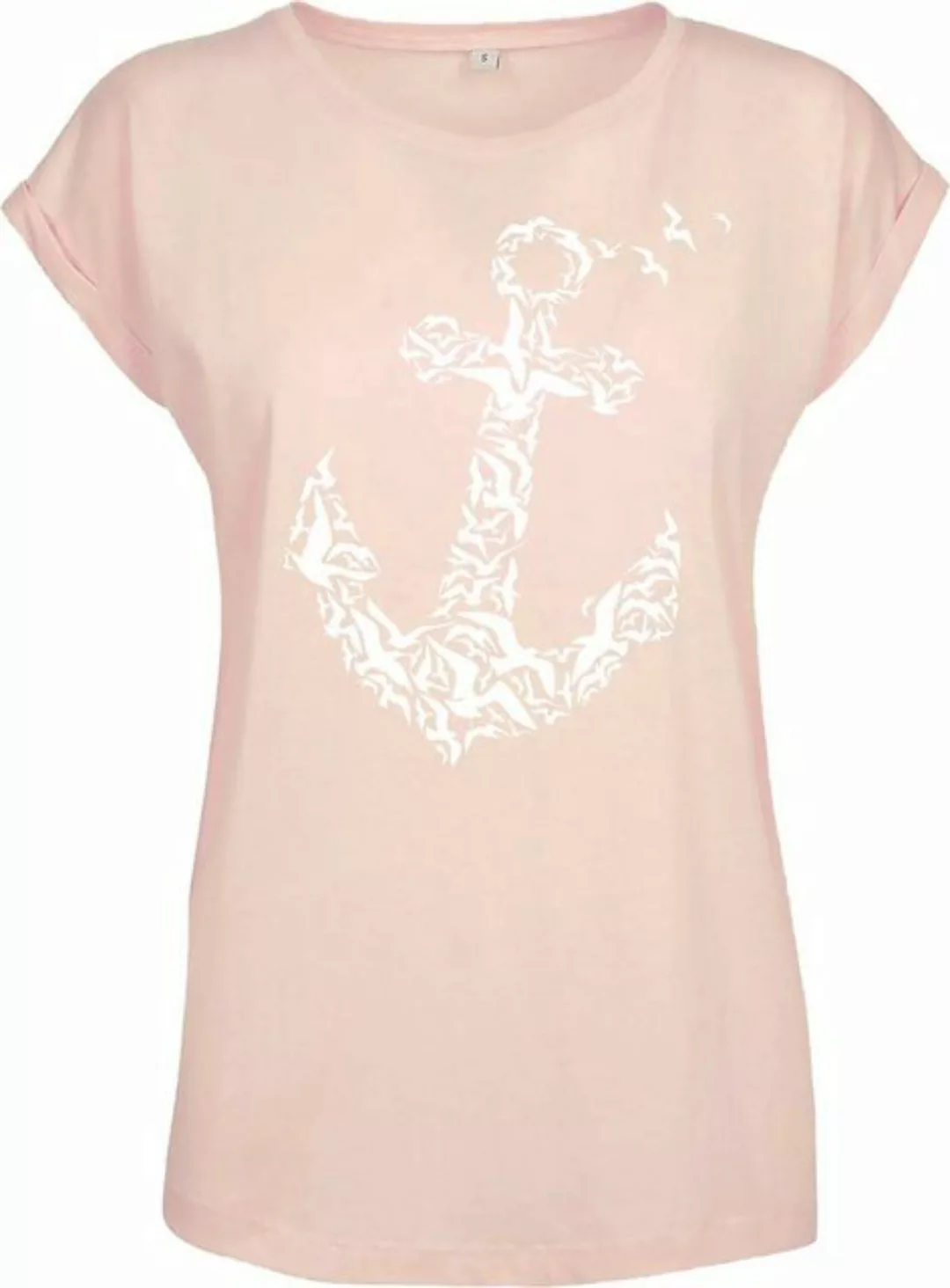 Baddery Print-Shirt Damen T-Shirt: "Anker" (Loose Fit) - Segeln Meer See Ka günstig online kaufen