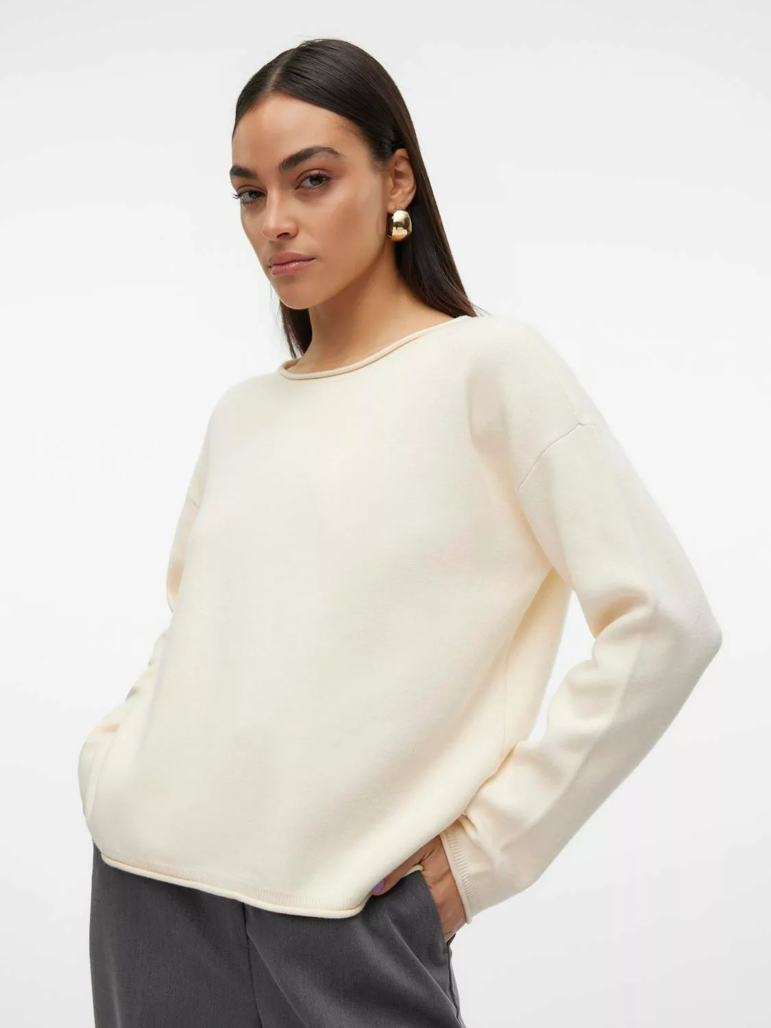 Vero Moda Strickpullover VMGOLD ROLL LS O-NECK PULLOVER GA günstig online kaufen