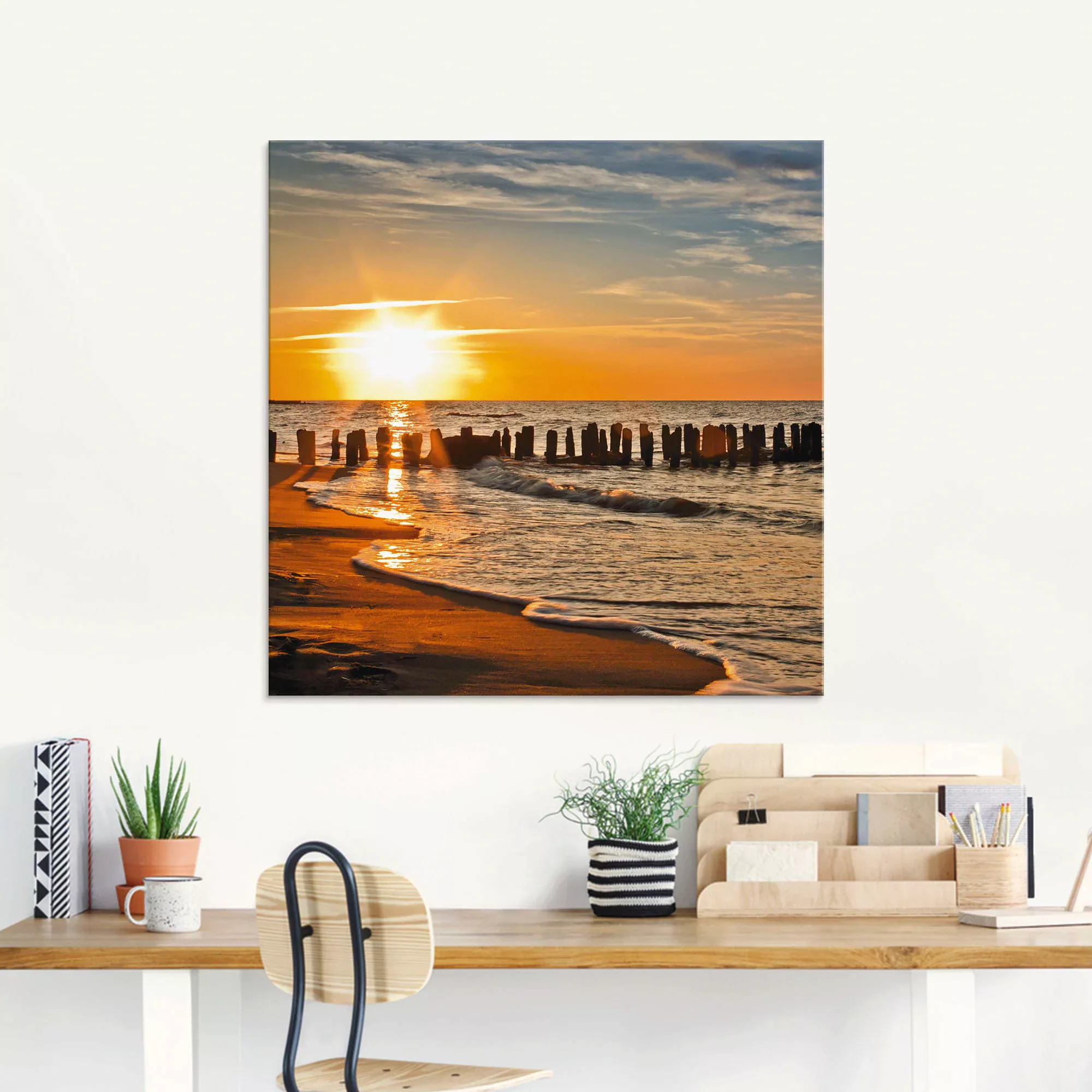 Artland Glasbild "Schöner Sonnenuntergang am Strand", Strand, (1 St.), in v günstig online kaufen