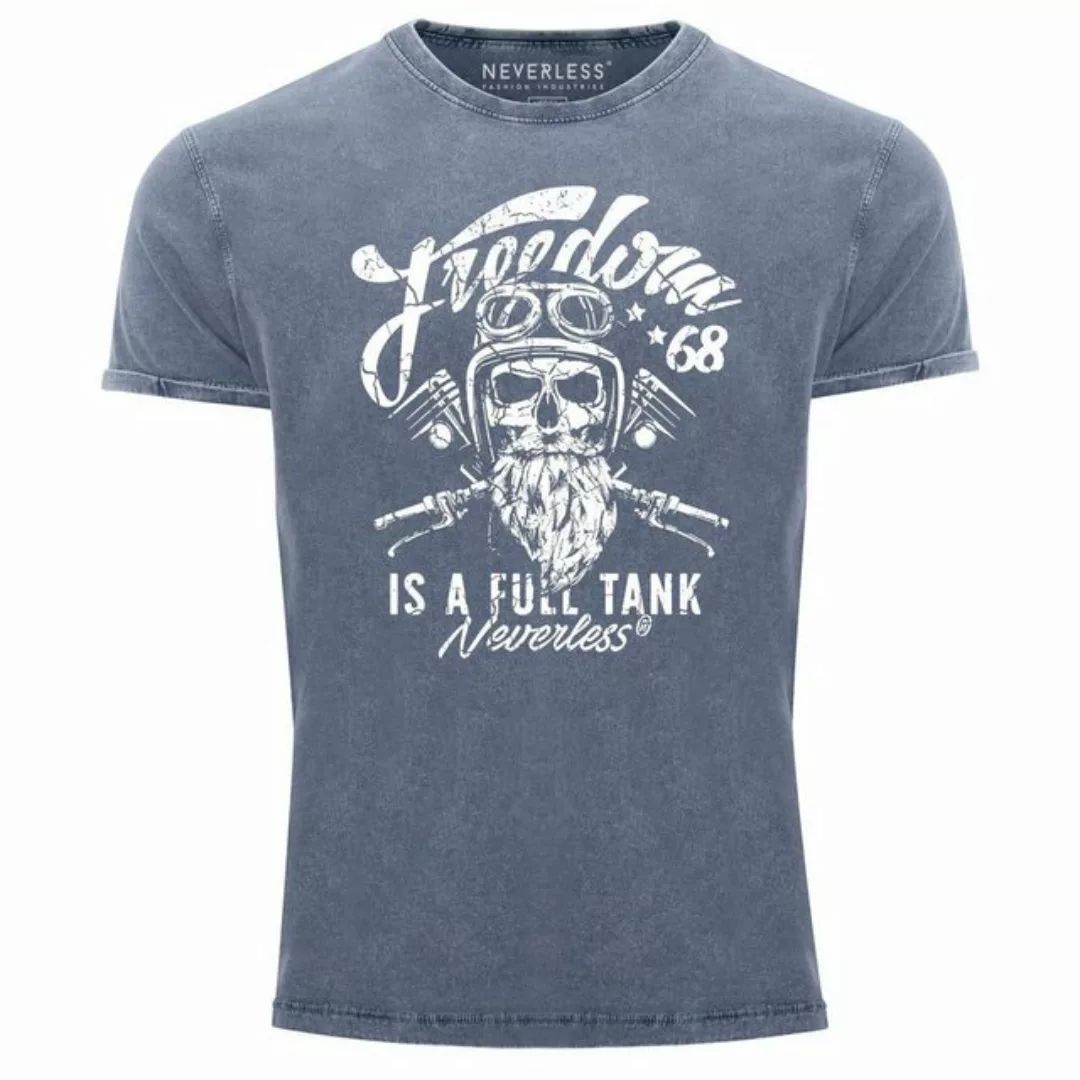 Neverless Print-Shirt Cooles Angesagtes Herren T-Shirt Vintage Shirt Biker günstig online kaufen