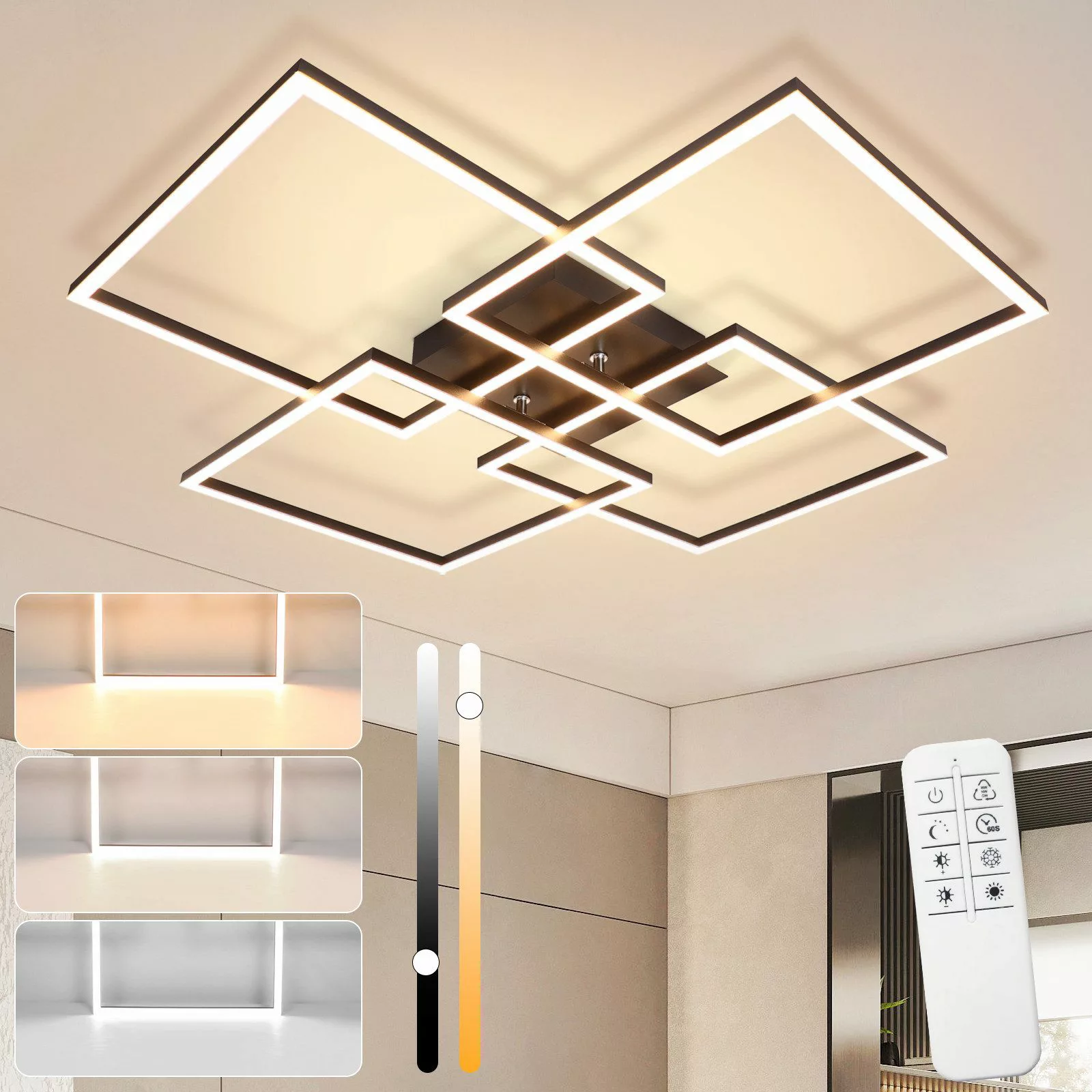 Nettlife LED Deckenleuchte Schlafzimmer Schwarz/Weiß Dimmbar günstig online kaufen
