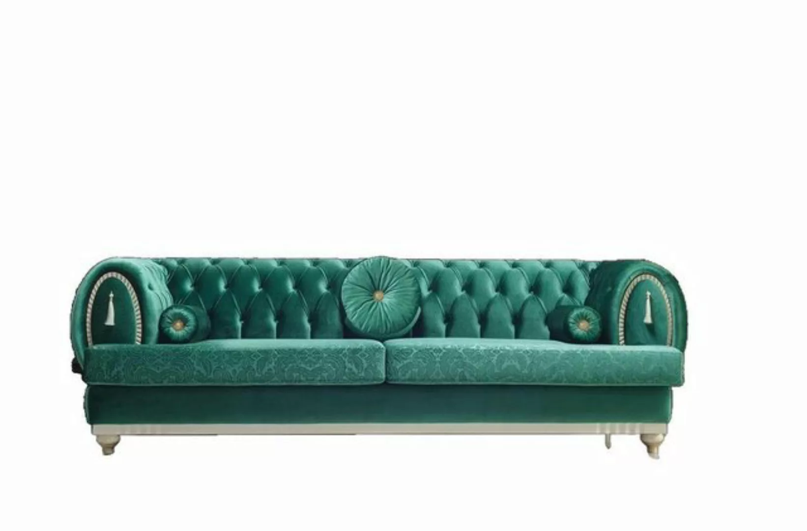 JVmoebel 3-Sitzer Modernes Sofa 3-er Grünes Sofa Luxuriöse Wohnzimmer Holzg günstig online kaufen