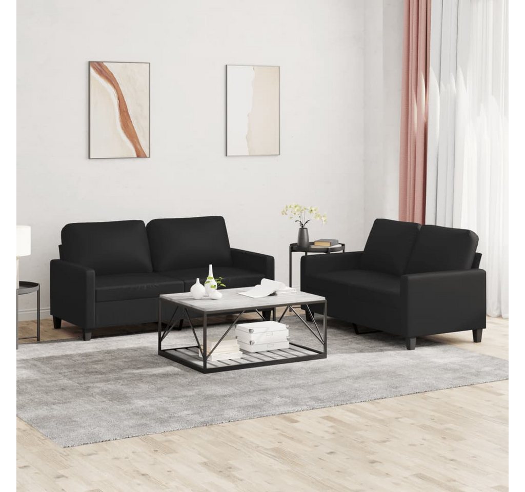 vidaXL Sofa Sofagarnitur mit Kissen Kunstleder, Standard, Schwarz günstig online kaufen