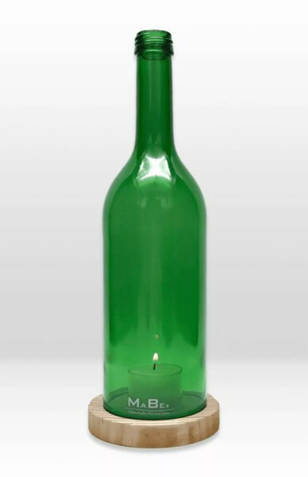 Windlicht® Aus Der Bordeauxflasche Mit Holzuntersetzer günstig online kaufen