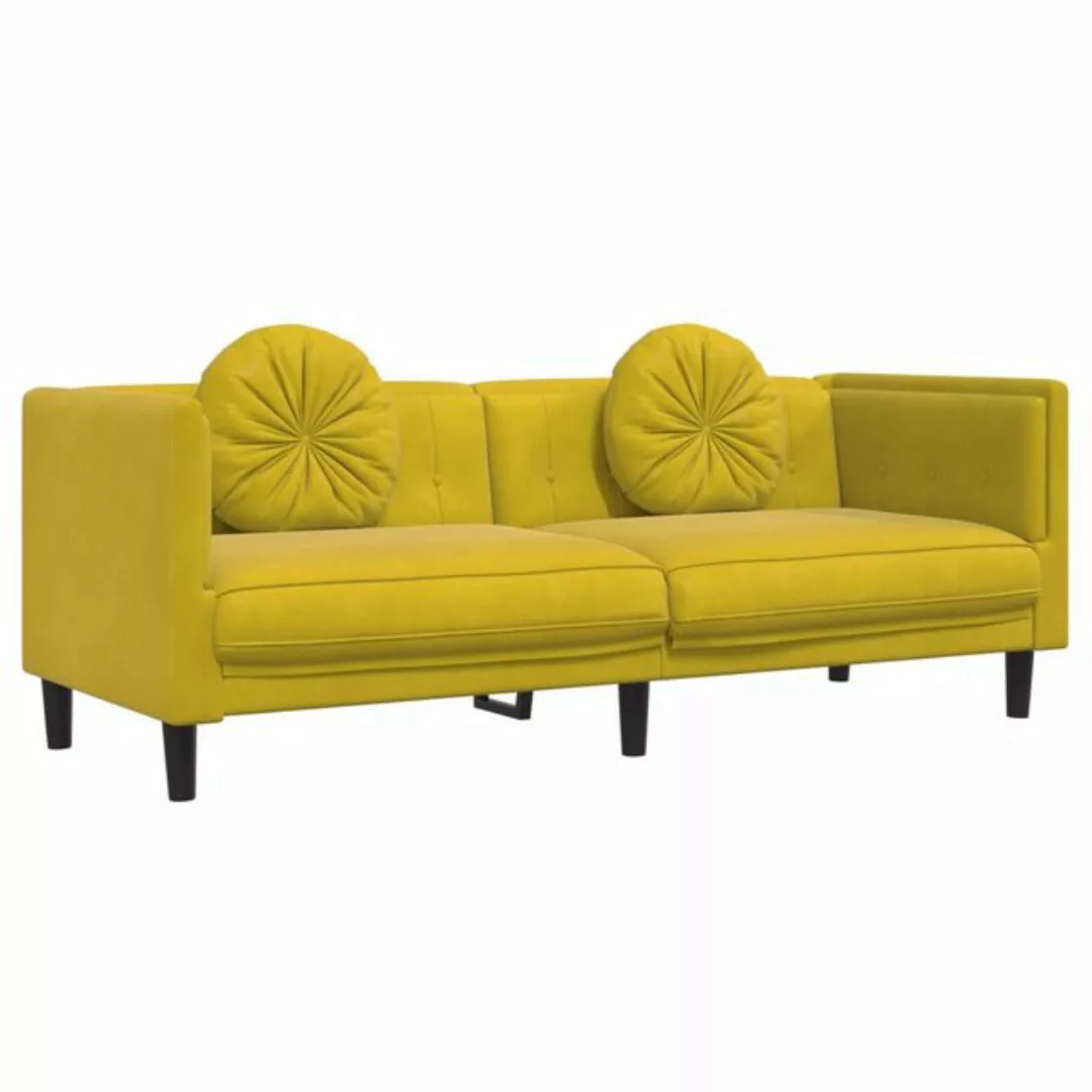 vidaXL Sofa Sofa mit Kissen 3-Sitzer Gelb Samt günstig online kaufen