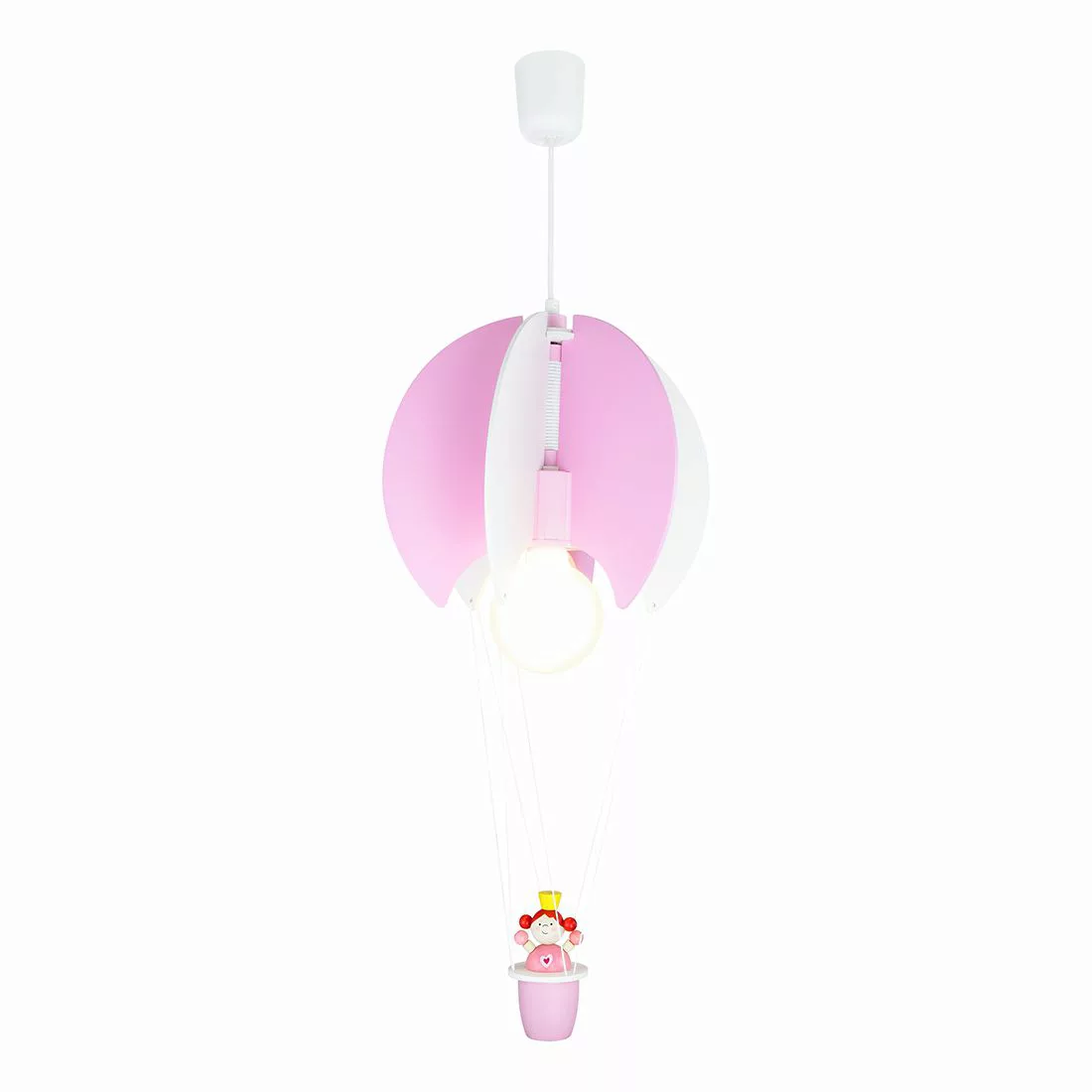 home24 Elobra Pendelleuchte Ballon mit Prinzessin 1-flammig Pink Holz Dimmb günstig online kaufen