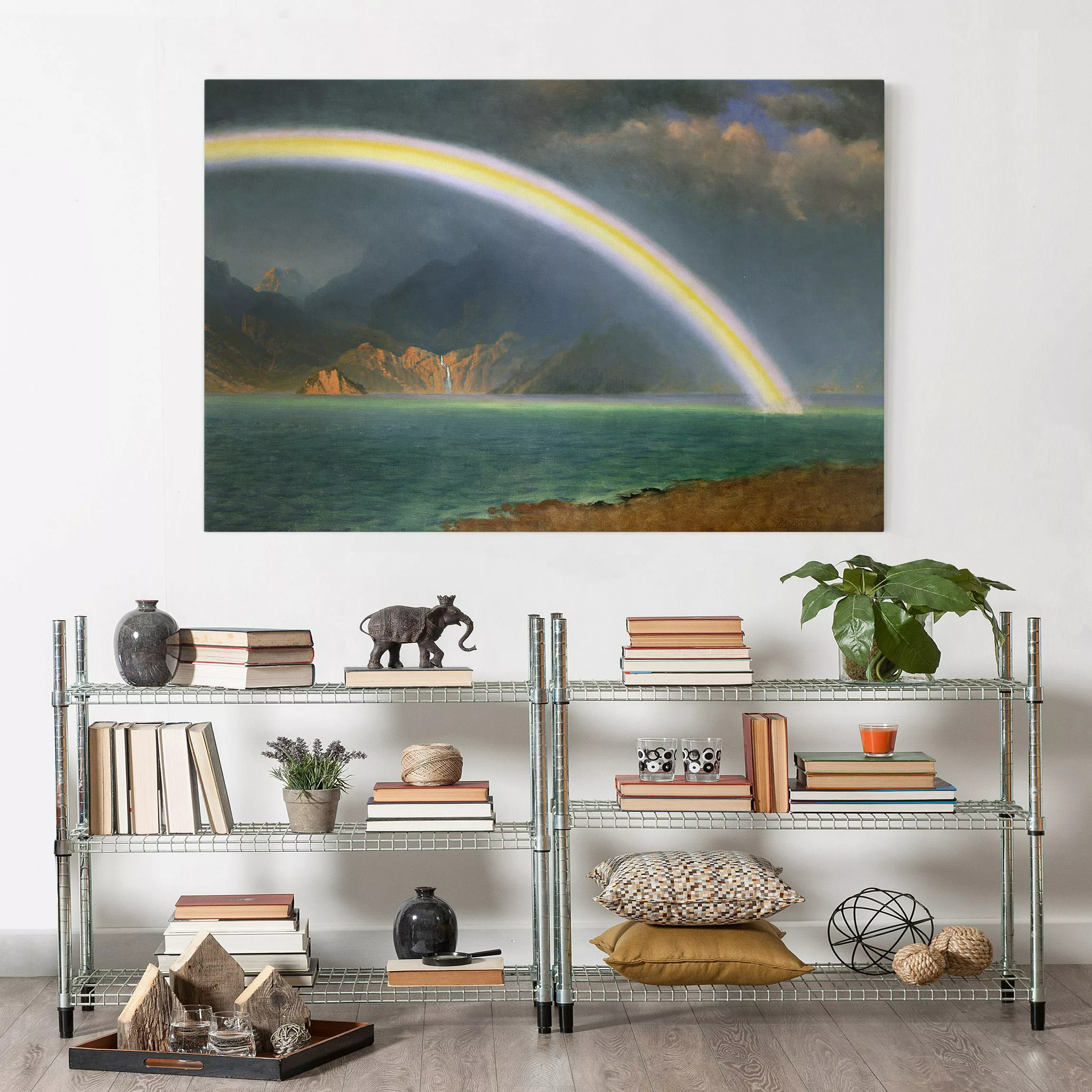 Leinwandbild Kunstdruck - Querformat Albert Bierstadt - Regenbogen über Jen günstig online kaufen
