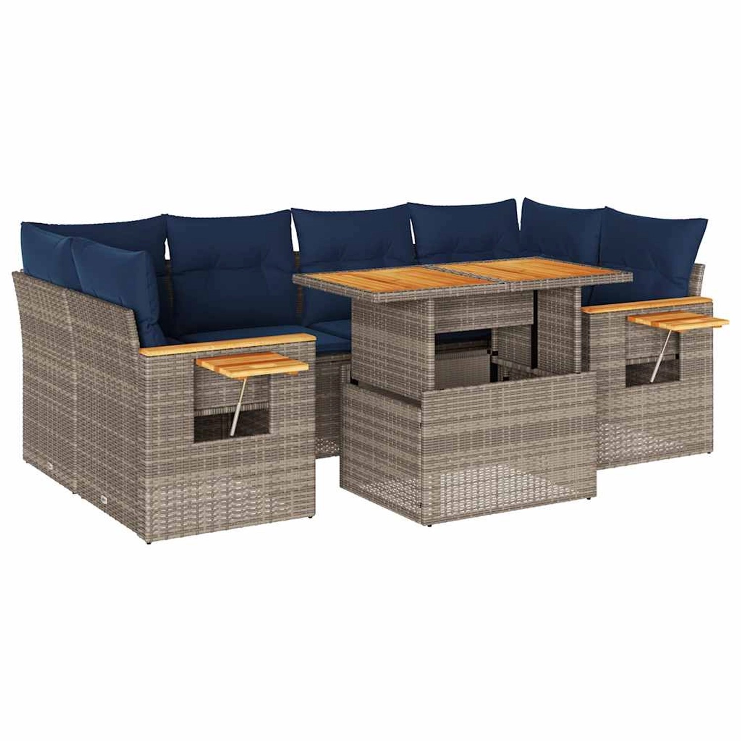 vidaXL 7-Tlg Garten-Sofagarnitur mit Kissen Grau Poly Rattan 3327568 günstig online kaufen