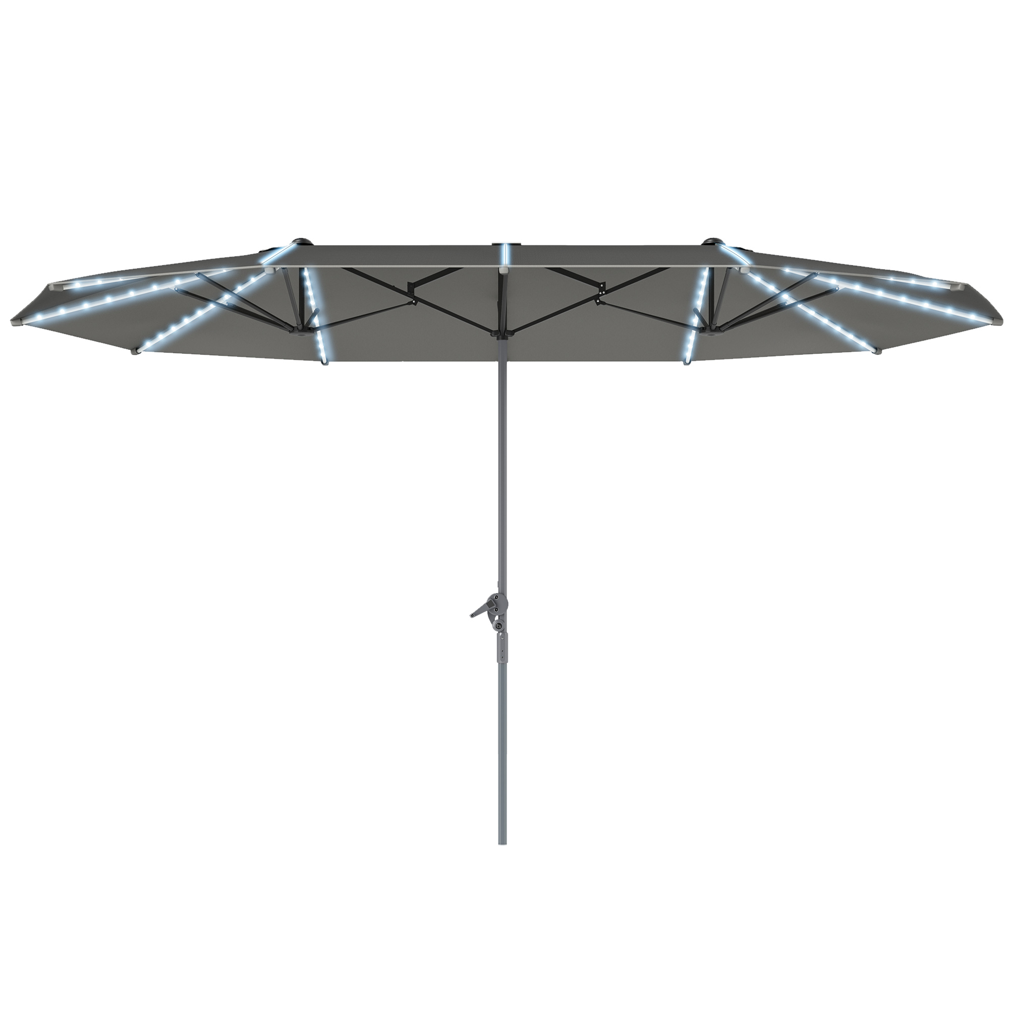 Outsunny Doppelsonnenschirm mit Solar LED Lichtern 451x267 cm Aluminium UV günstig online kaufen