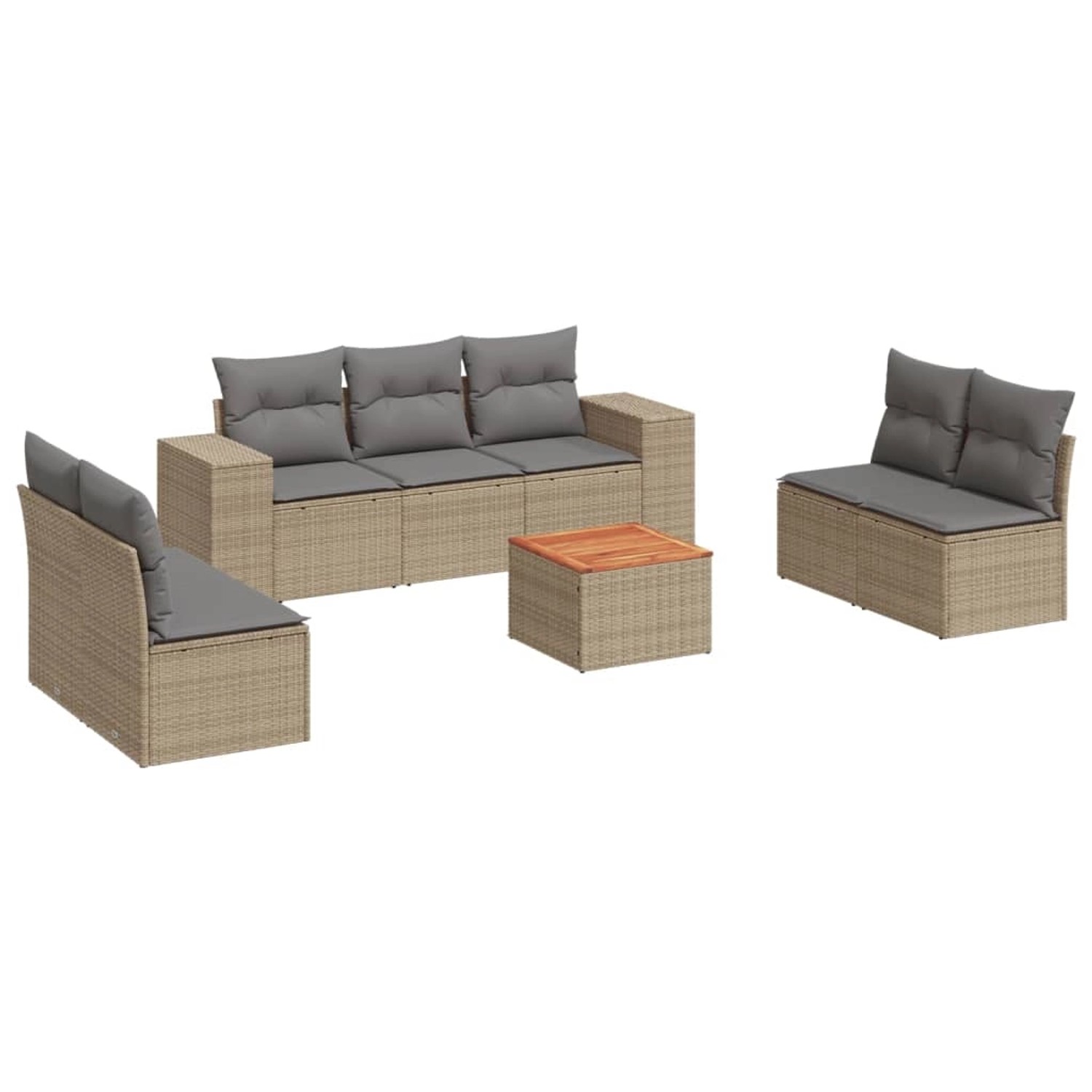 vidaXL 8-Tlg Garten-Sofagarnitur mit Kissen Beige Poly Rattan 3225401 günstig online kaufen