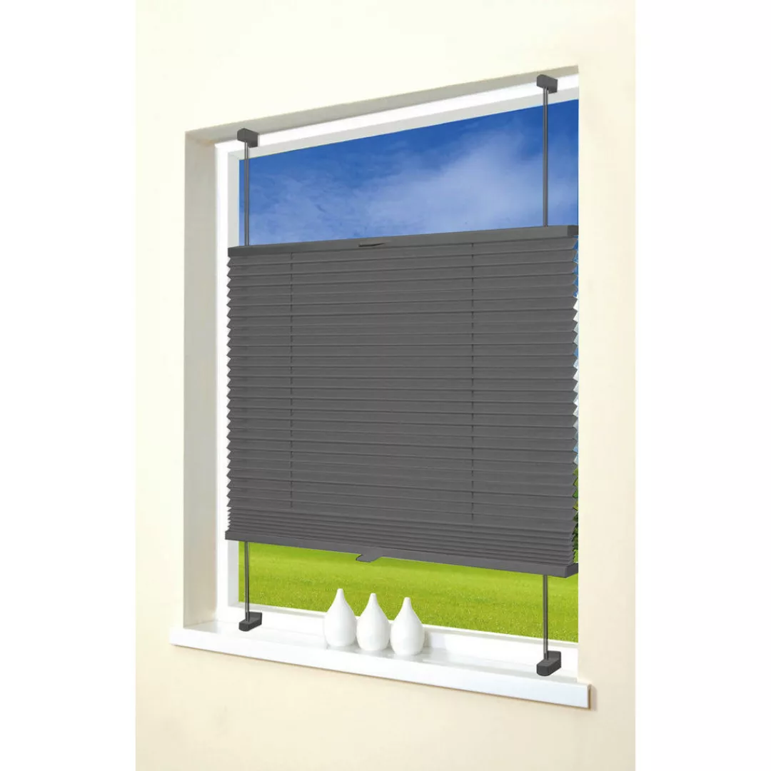 Thermo Spann-Plissee Verdunklungsqualität anthrazit B/L: ca. 70x130 cm günstig online kaufen