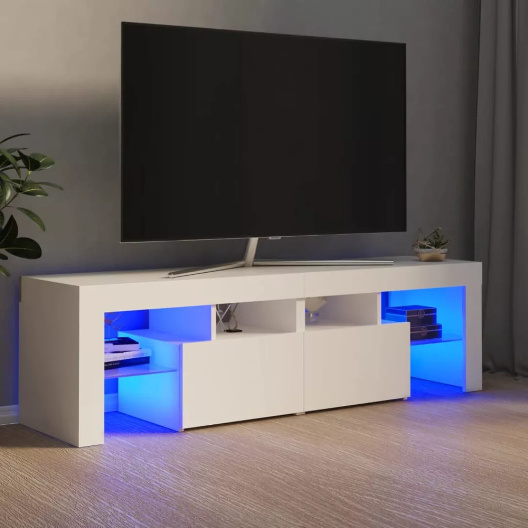 vidaXL TV-Schrank TV-Schrank mit LED-Leuchten Weiß 140x35x40 cm Lowboard günstig online kaufen